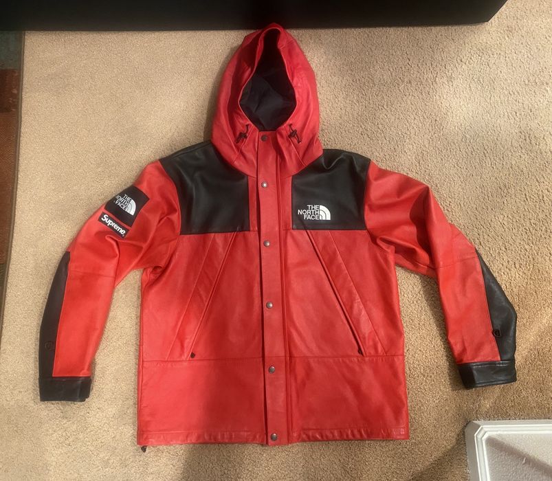 Supreme Supreme North Face Leather Red Parka Large | Grailed