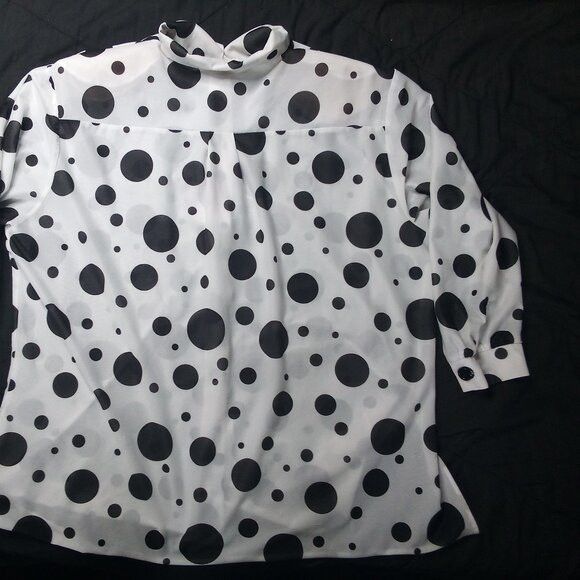 Vintage Vintage Black Polka Dots Polyester Disco Shirt Size XXL / US 16-18 / IT 52-54 - 6 Thumbnail
