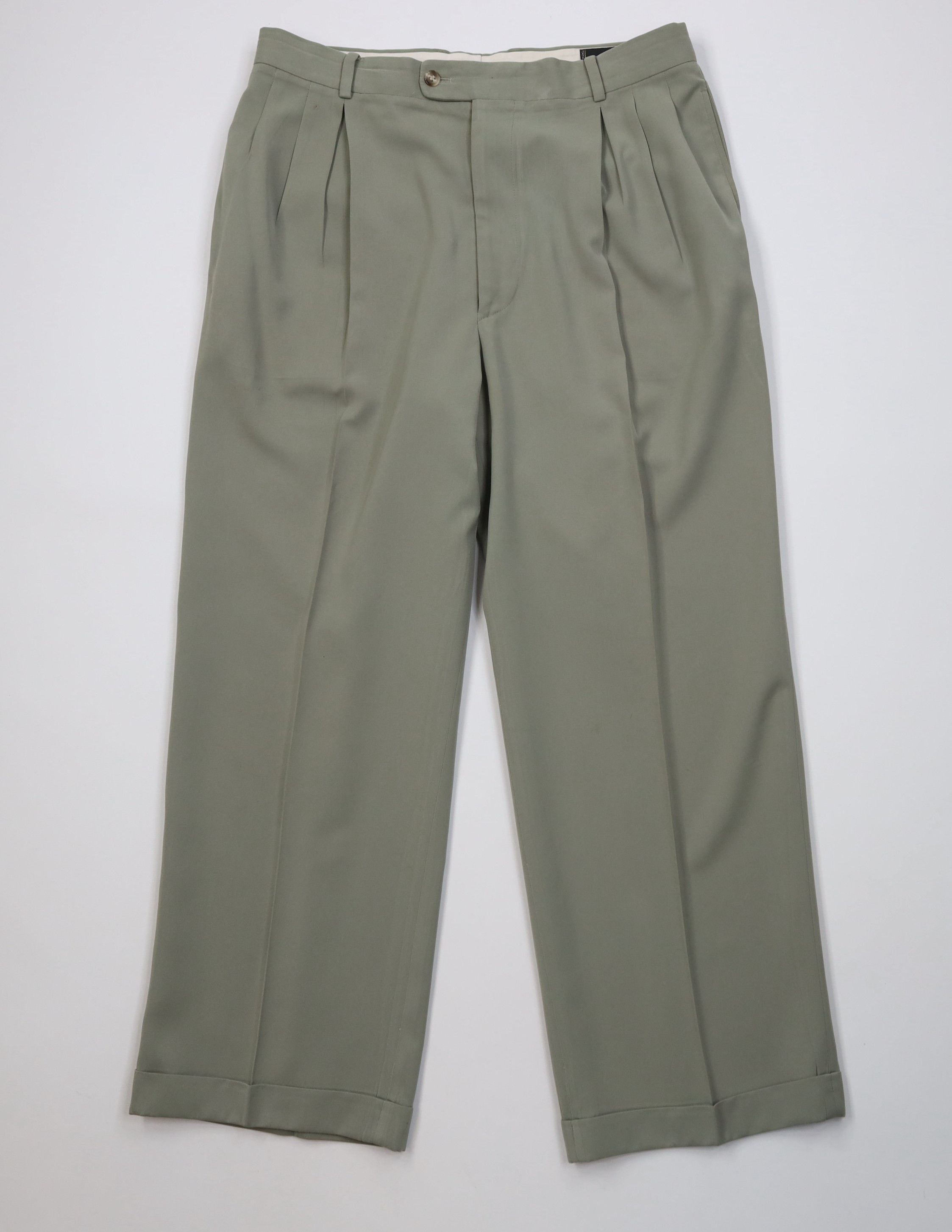 Vintage Vintage 90s Streetwear Knit Wide Leg Chino Pants Light Green Size US 34 / EU 50 - 1 Thumbnail