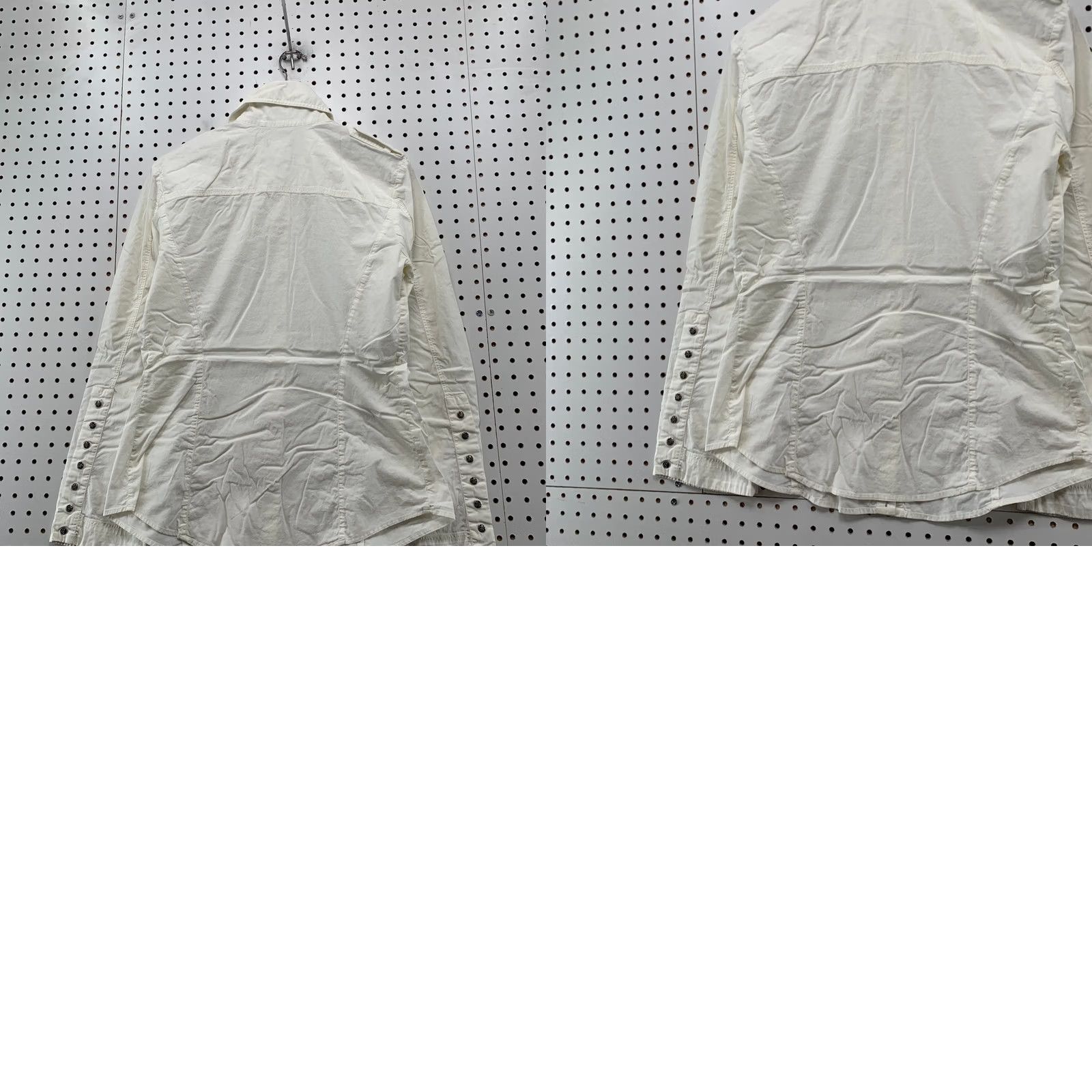 Vintage Gfferre Button Top Womens Large Studded Snap White Long Sleeve Made Italy Shirt Womens L White Studded Button-Up Size L / US 10 / IT 46 - 9 Thumbnail