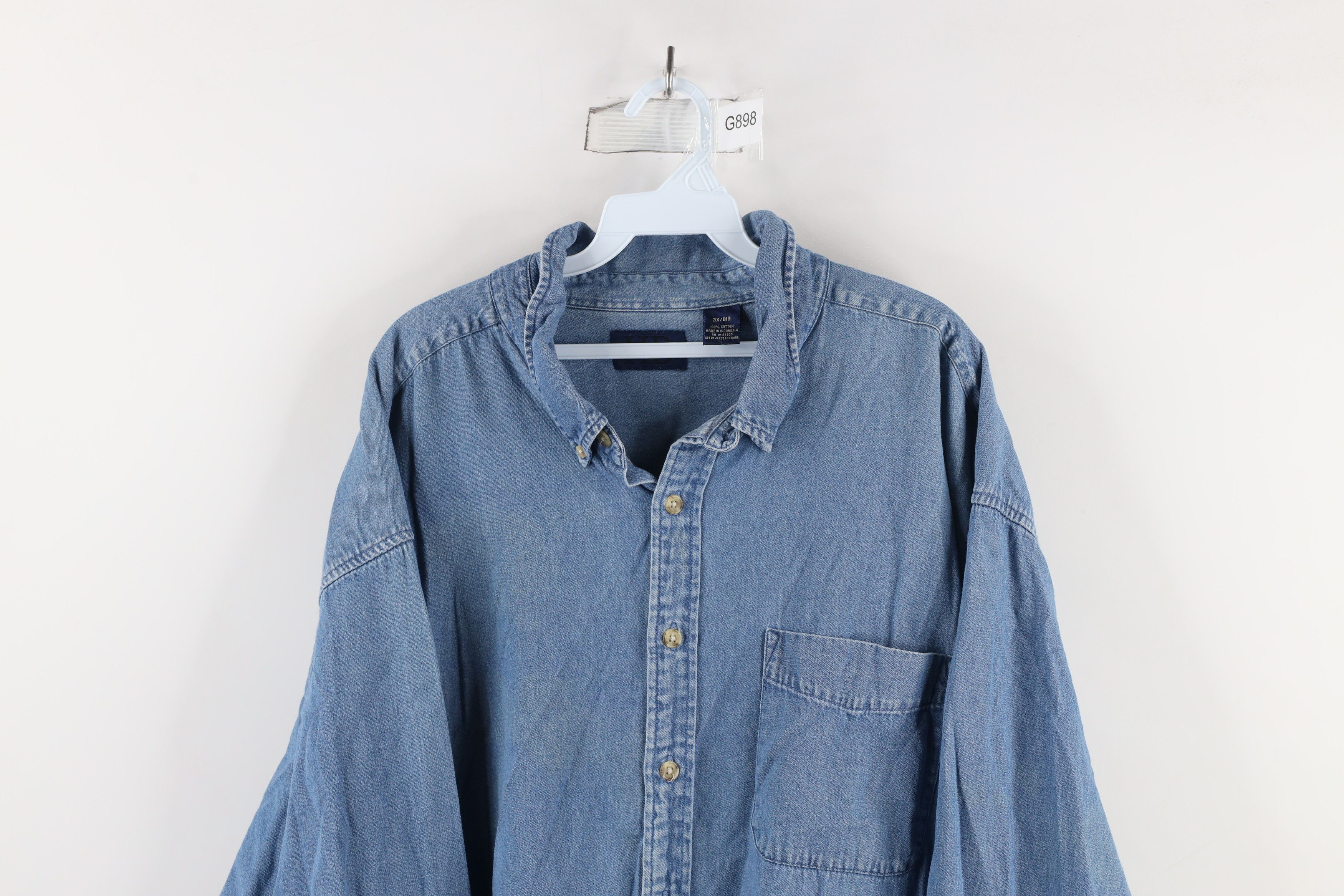 Vintage Vintage 90s Streetwear Denim Jean Collared Button Down Shirt Size US XXL / EU 58 / 5 - 2 Thumbnail