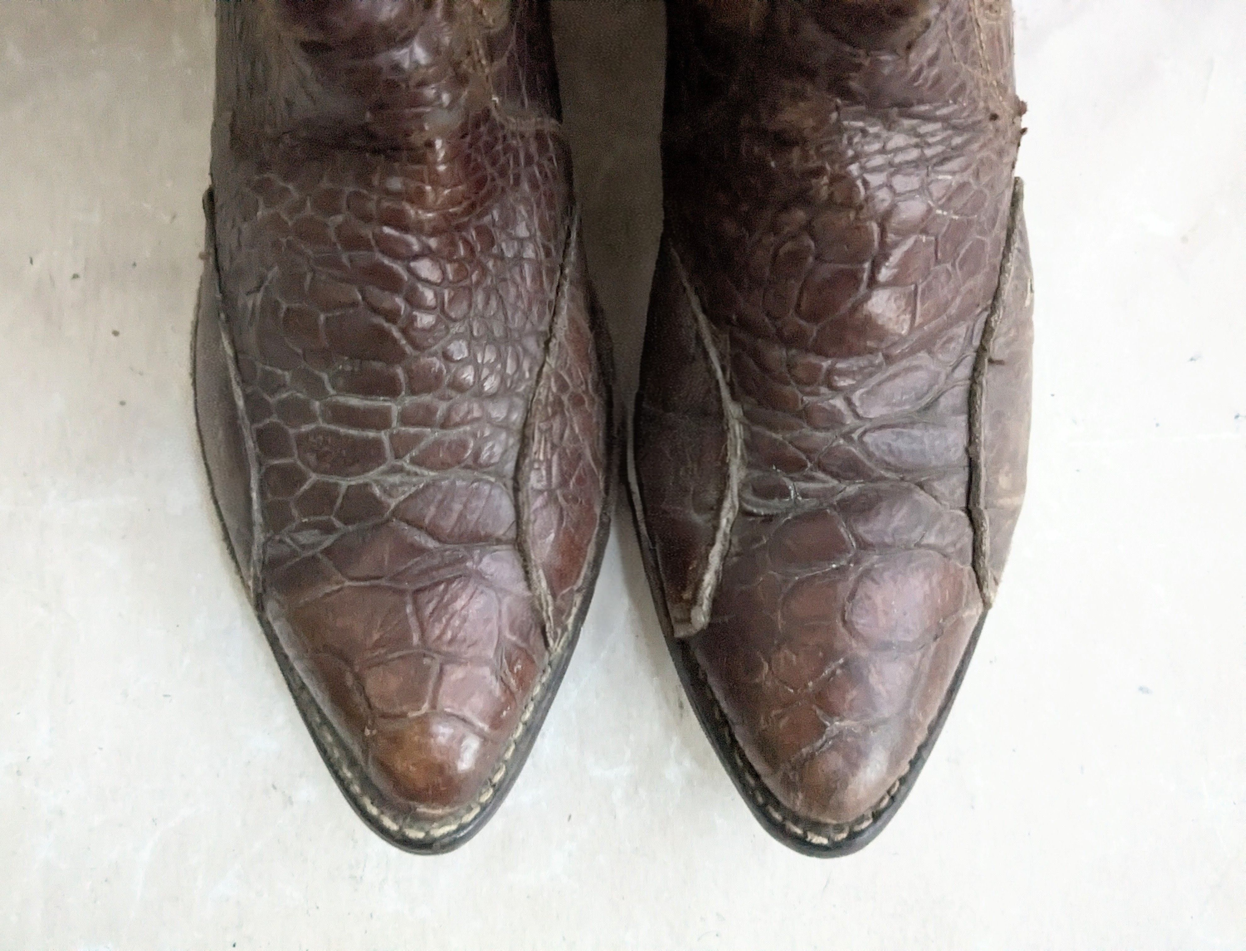 Dan Post Dan Post Cowboy Boots Brown Crocodile Leather 9 D Size US 9 / EU 42 - 3 Thumbnail