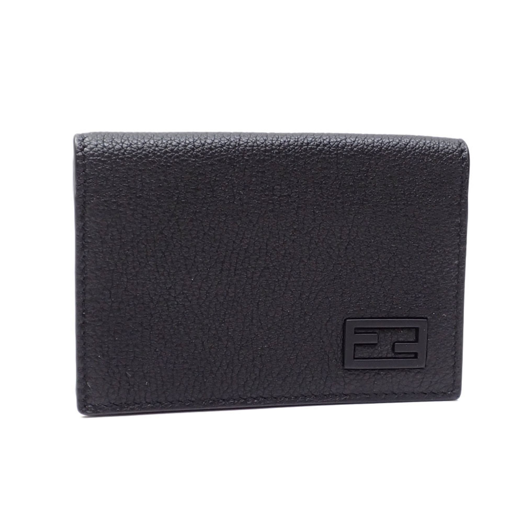 image of Fendi Bi-Fold Card Case For Men, Black Leather, 7M0222, Business Holder, Ff, Women's