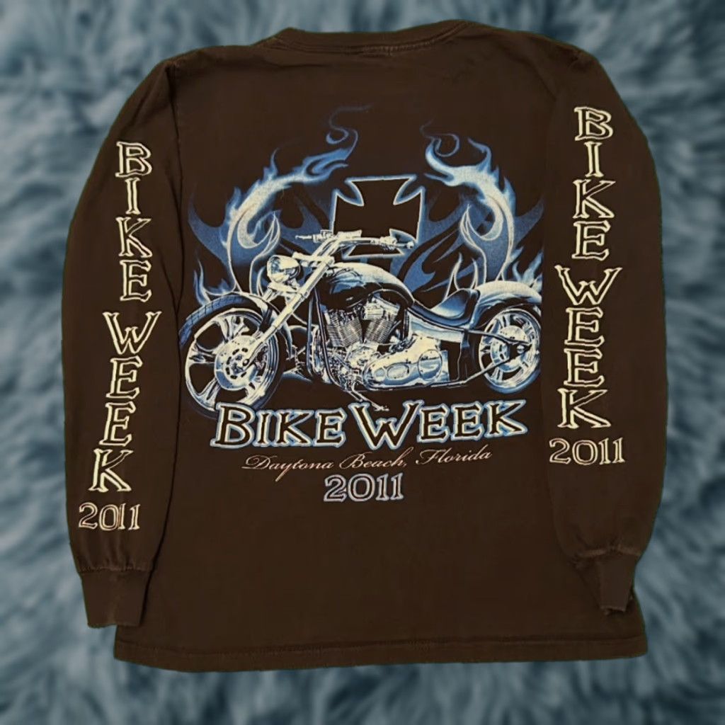 Vintage VINTAGE Y2K Daytona Bike Week 2011 Biker Flames Chopper VTG LongSleeve Shirt S Black Mens Small Size US S / EU 44-46 / 1 - 1 Thumbnail
