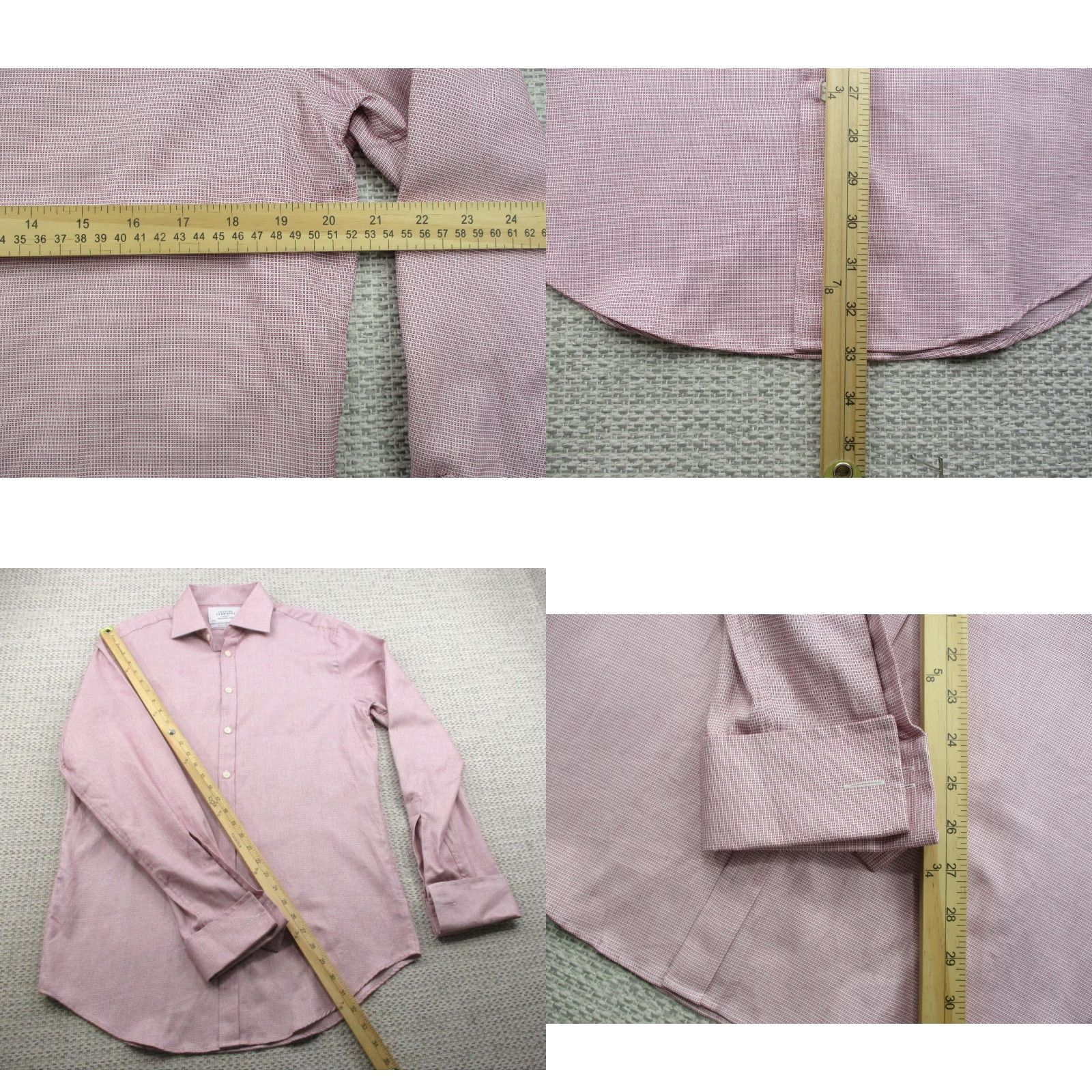 Charles Tyrwhitt Charles Tyrwhitt Shirt Mens 16 36 Extra Slim Fit Dress Button Up French Cuffs Pink Check Cotton 100% Business Formal Casual Mens Size 42R - 8 Thumbnail