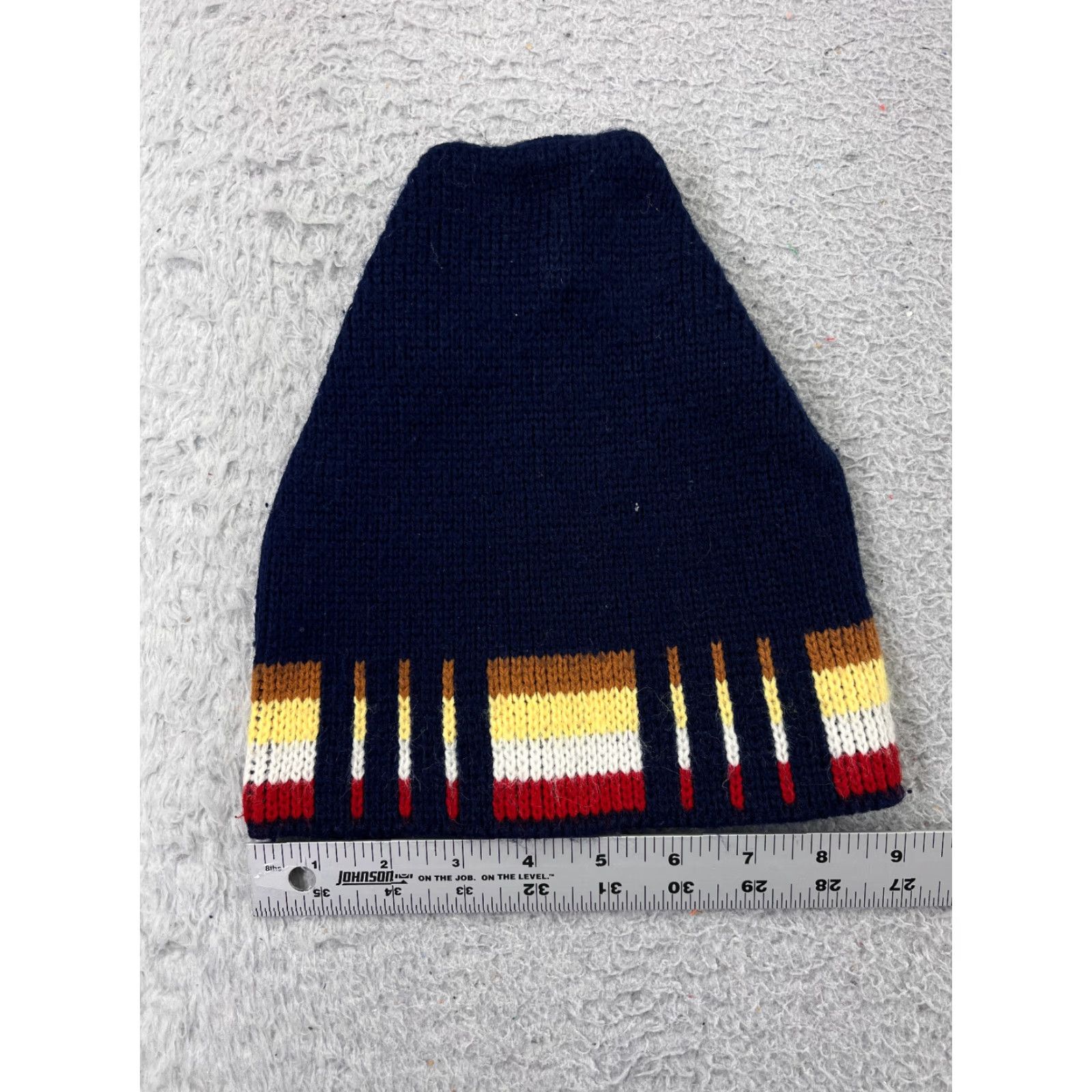 Vintage Penthouse Knits Beanie Hat Adult One Size Navy Blue Stripe 100% Acrylic Ski Mens Size ONE SIZE - 3 Thumbnail