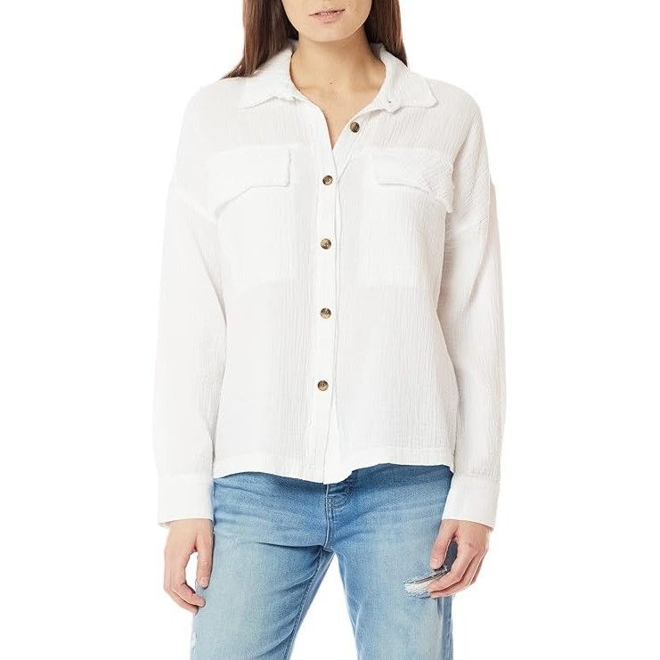 UNIONBAY Supplies by UNIONBAY Crinkle Gauze Button Front Shirt Jacket Size M / US 6-8 / IT 42-44 - 2 Thumbnail