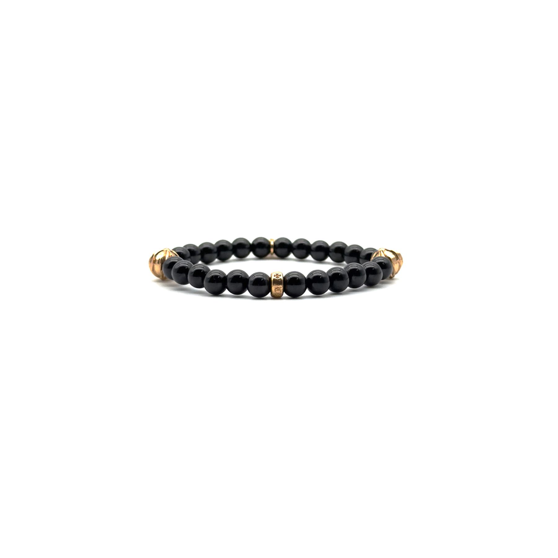 Chrome Hearts Chrome Hearts 6mm Obsidian 22K Gold Cross Beaded Bracelet Size ONE SIZE - 3 Thumbnail