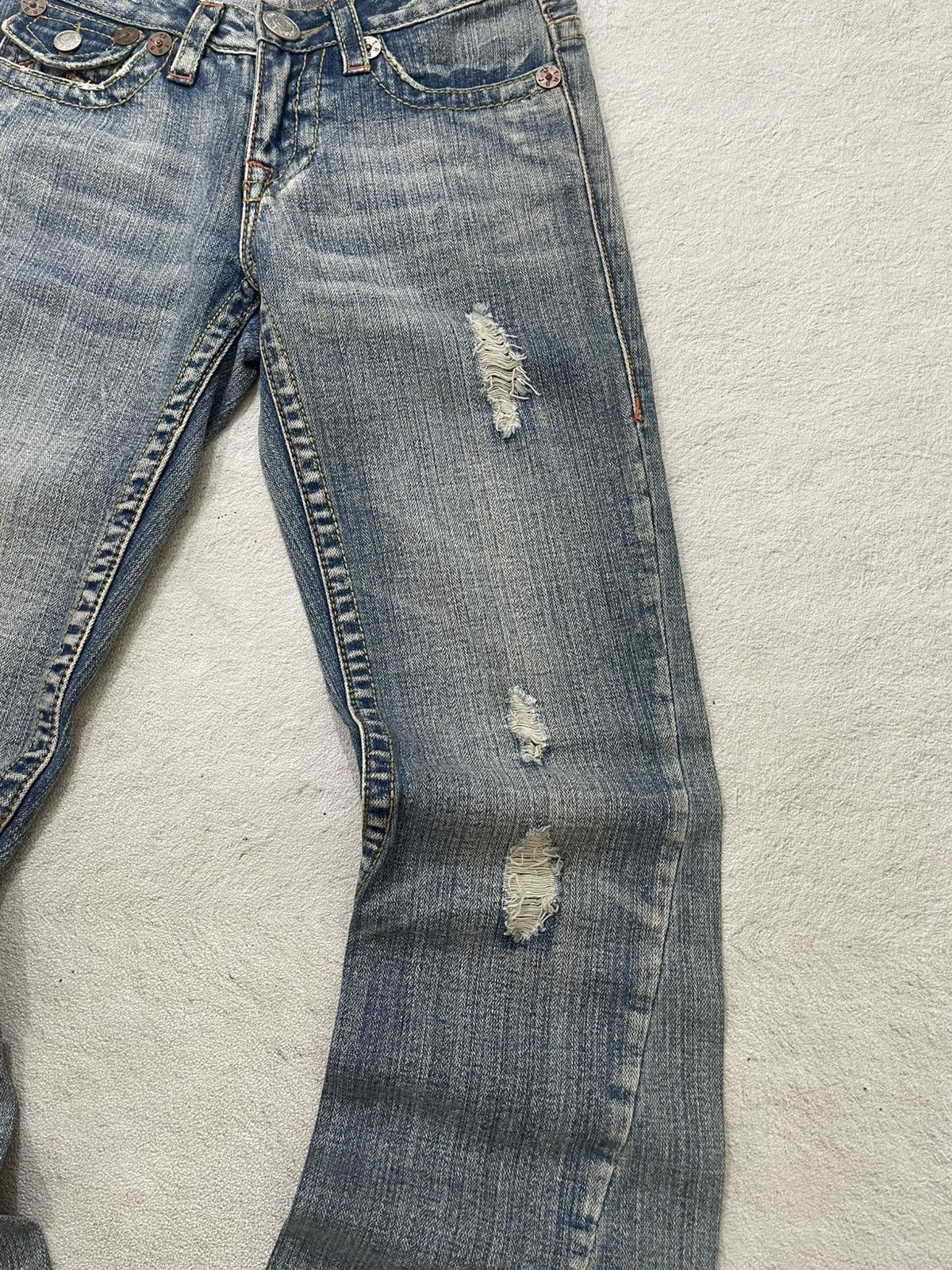 Diesel 2000s True Religion Flare Denim Ripped Bootcut Y2K Ifsix LGB Size 27" / US 4 / IT 40 - 2 Thumbnail
