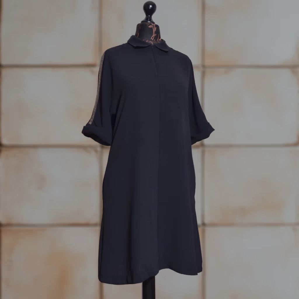 Cop Copine Cop Copine Women’s Black Shirt Dress Metallic Trim Short Sleeve Shift Dress 40 Size S / US 4 / IT 40 - 1 Thumbnail