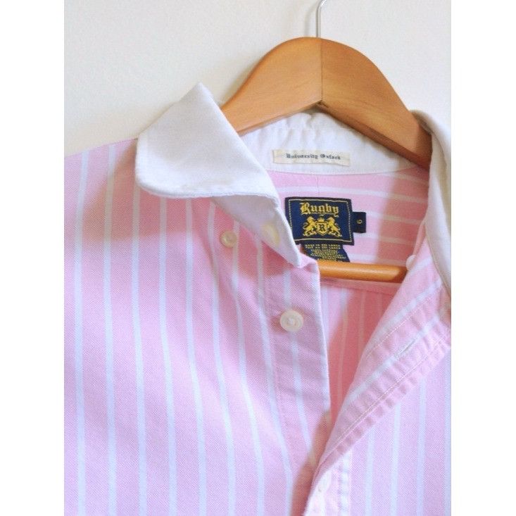 Rugby Ralph Lauren Rugby Ralph Lauren Pink Stripe Oxford Peter Pan Collar Rare Size M / US 6-8 / IT 42-44 - 3 Thumbnail
