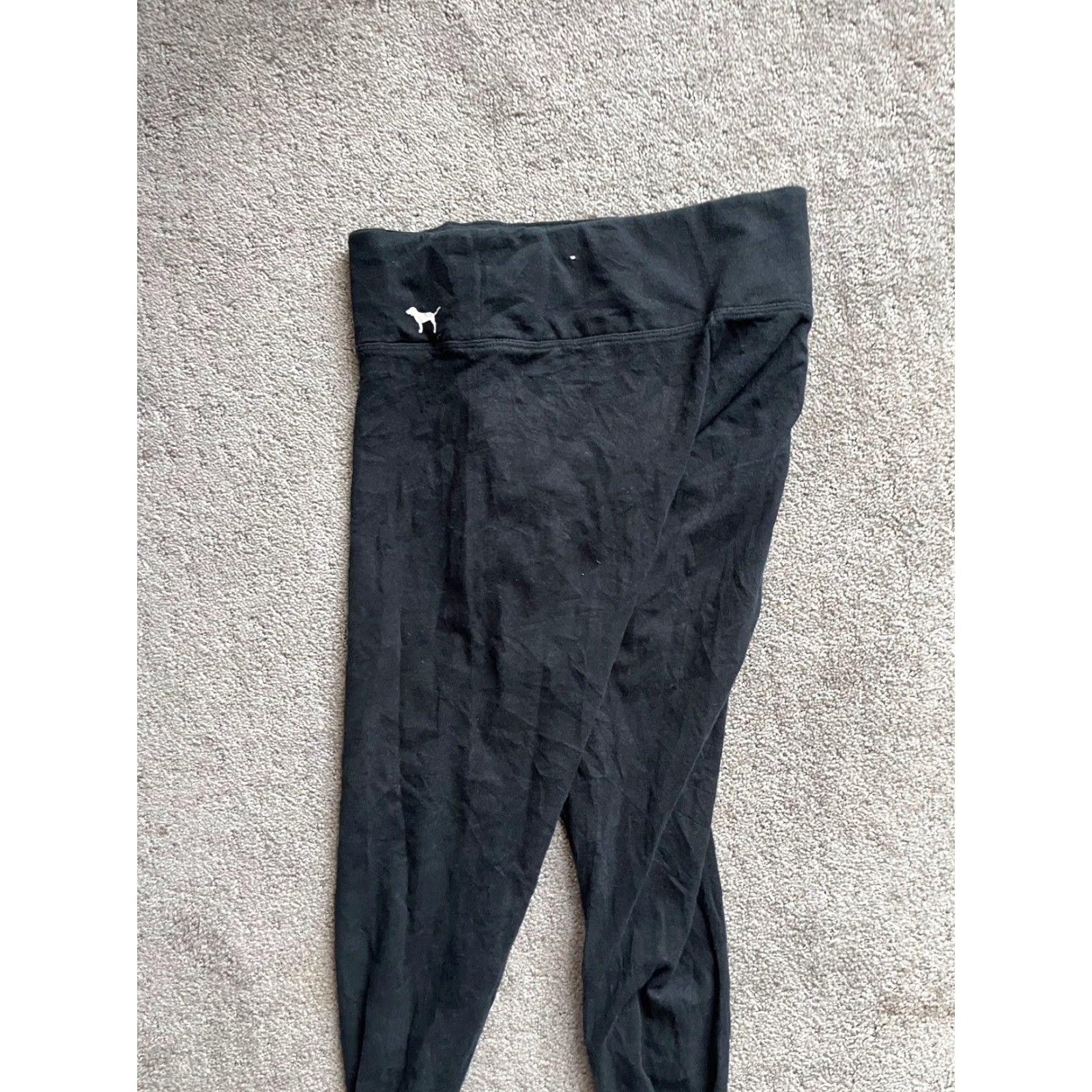 Victoria's Secret Pink Victoria's Secret Women’s XS Black Logo Leggings Yoga Solid Logo Size 26" / US 2 / IT 38 - 4 Thumbnail