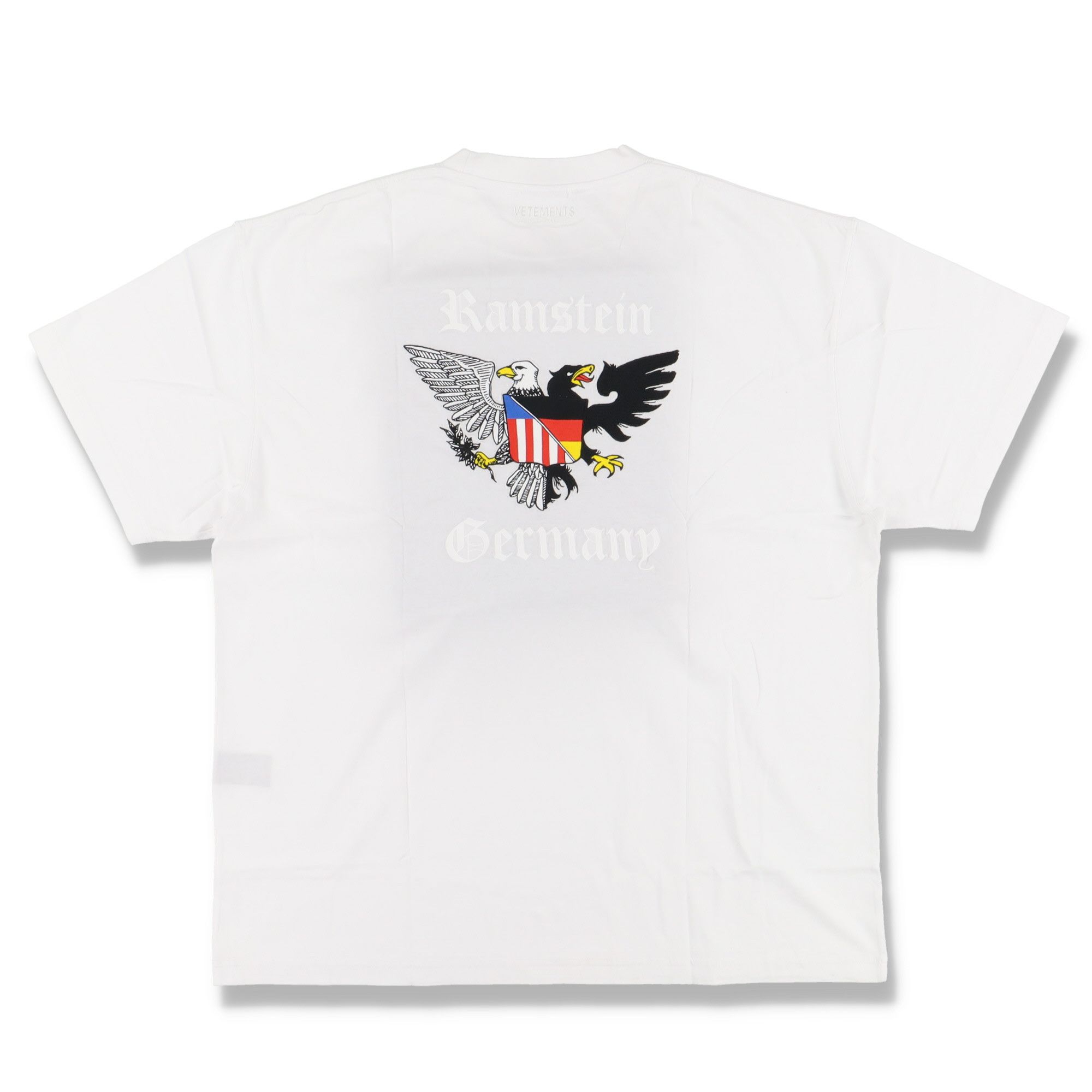 image of Vetements White Embroidered Ramstein Germany Oversized T-Shirt, Women's (Size Medium)