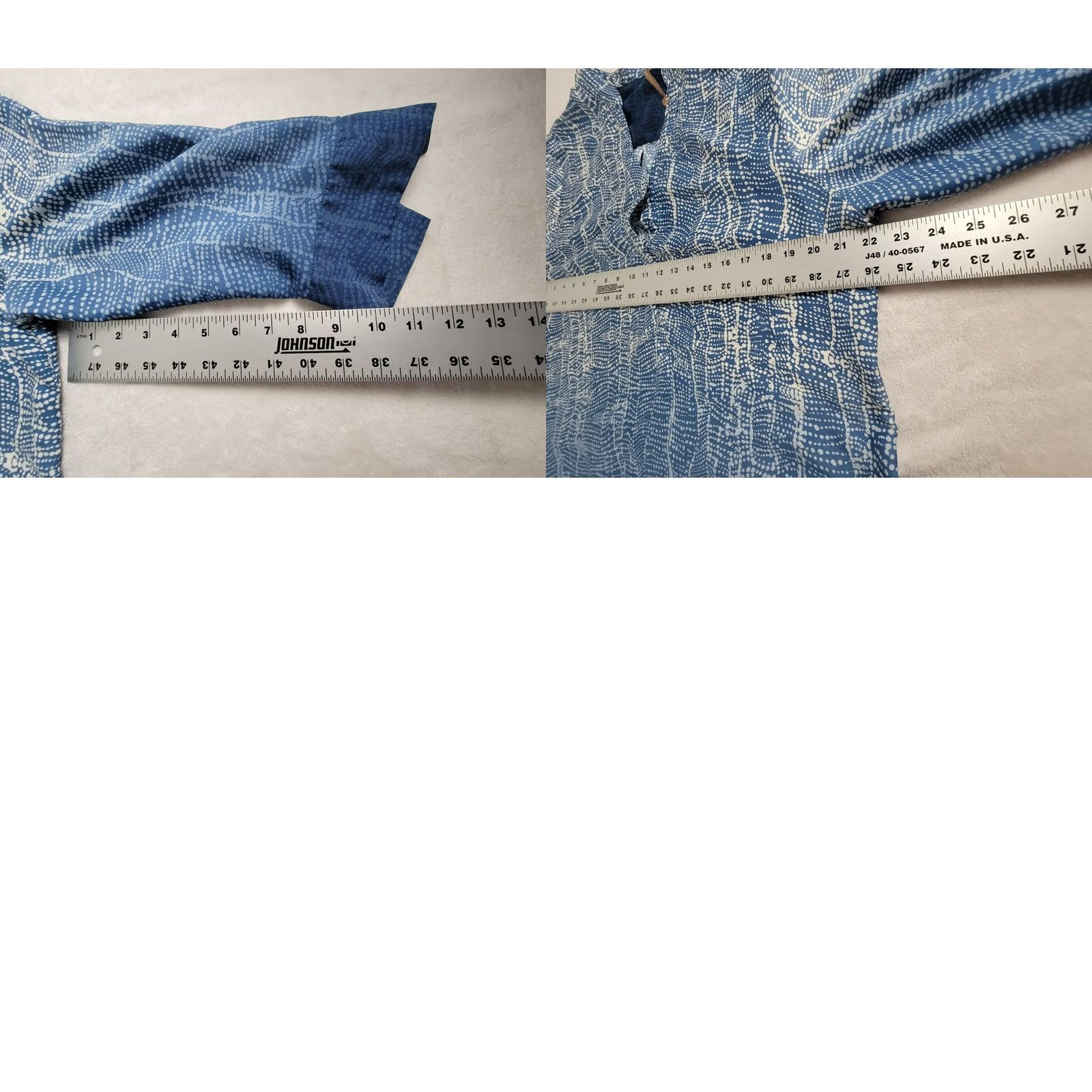 Soft Surroundings Soft Surroundings Blouse Blue Spotted 3/4 Sleeve V-neck Large Women Size L / US 10 / IT 46 - 8 Thumbnail