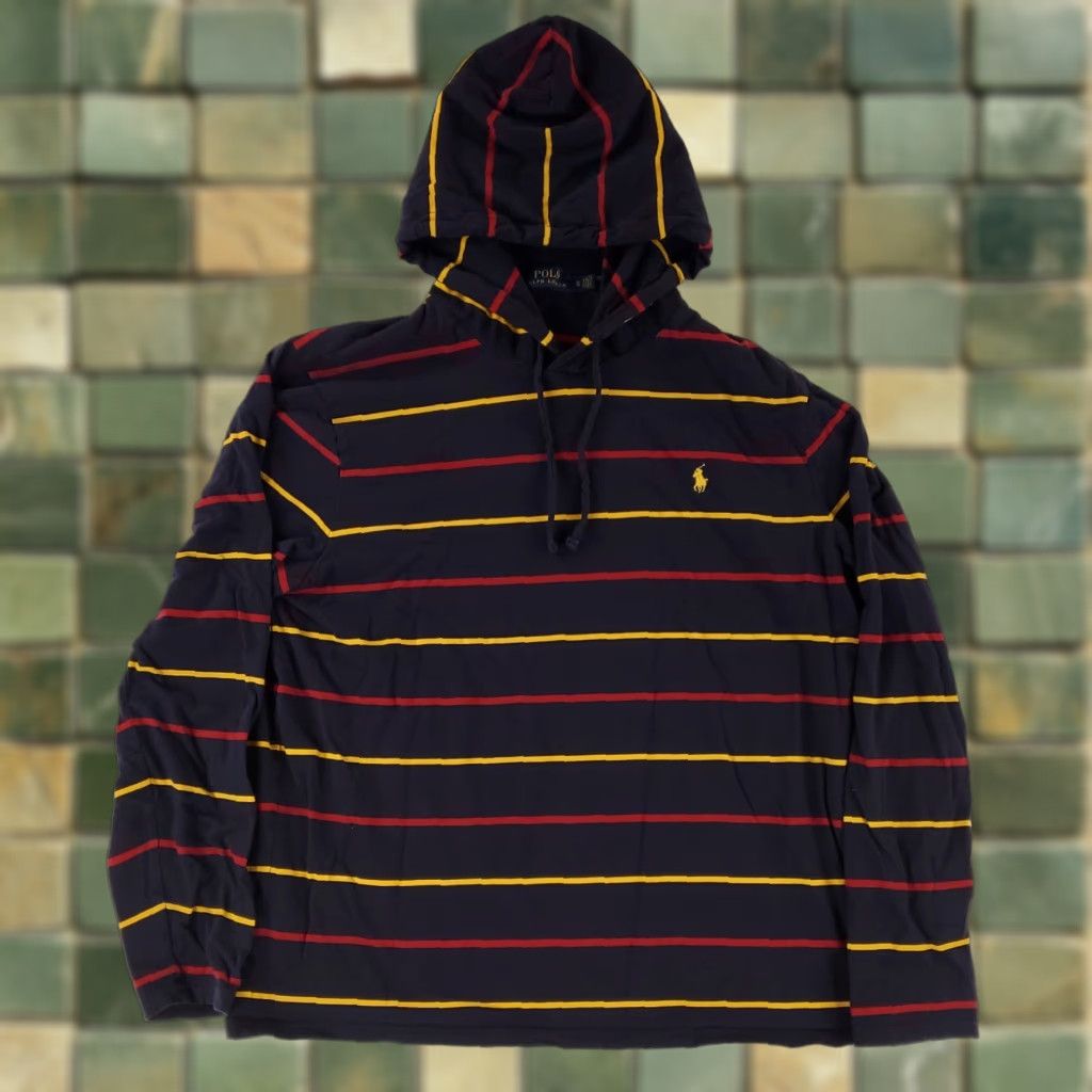 Polo Ralph Lauren Polo Ralph Lauren Hoodie Mens XL Lightweight Navy Blue Striped Red Yellow Pullover Blue Polo Ralph Lauren Hoodie XL Mens Size US XL / EU 56 / 4 - 1 Thumbnail