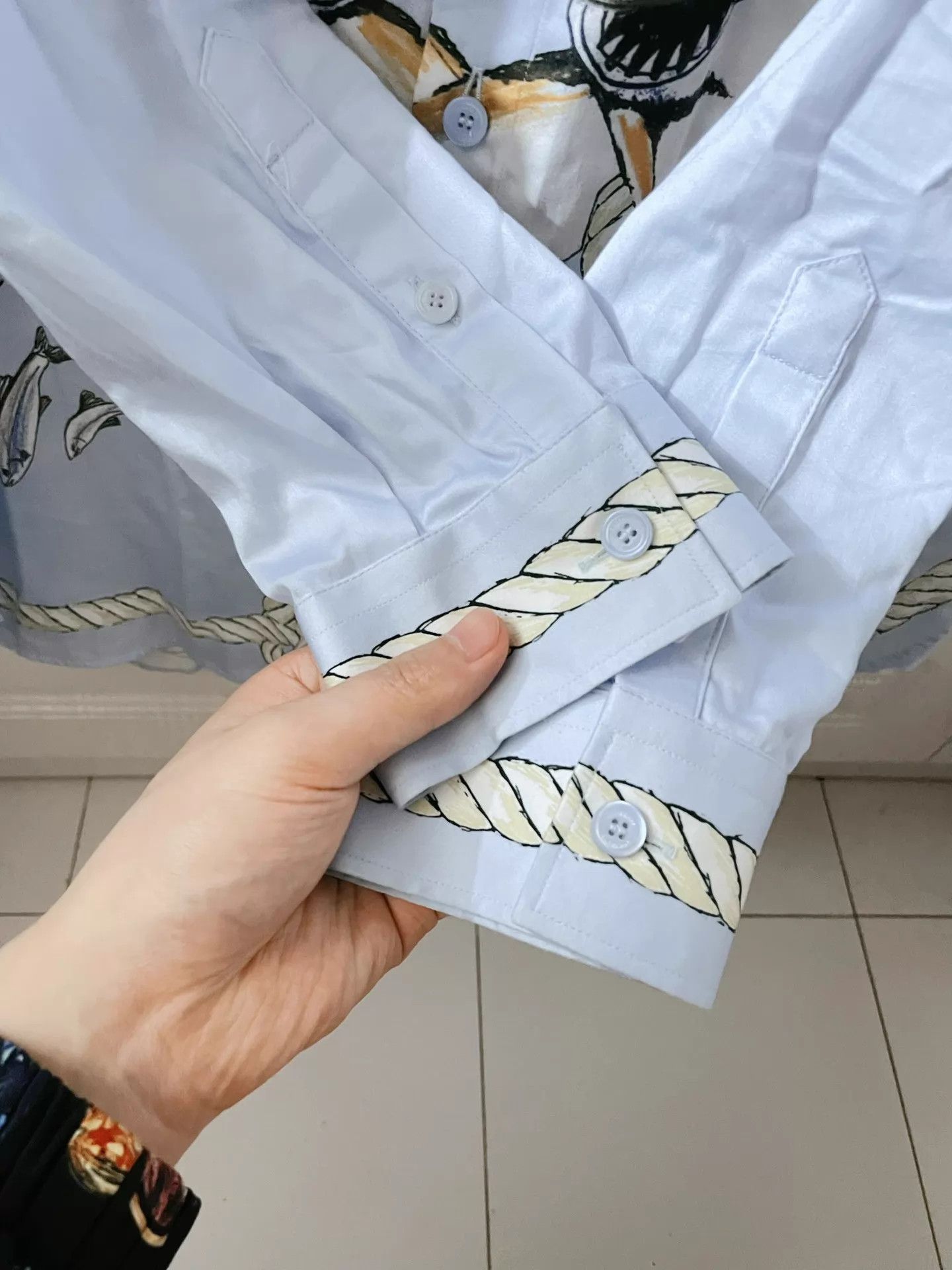 Burberry BURBERRY Runway Blue Shark Print XL Shirt Size US XL / EU 56 / 4 - 6 Thumbnail