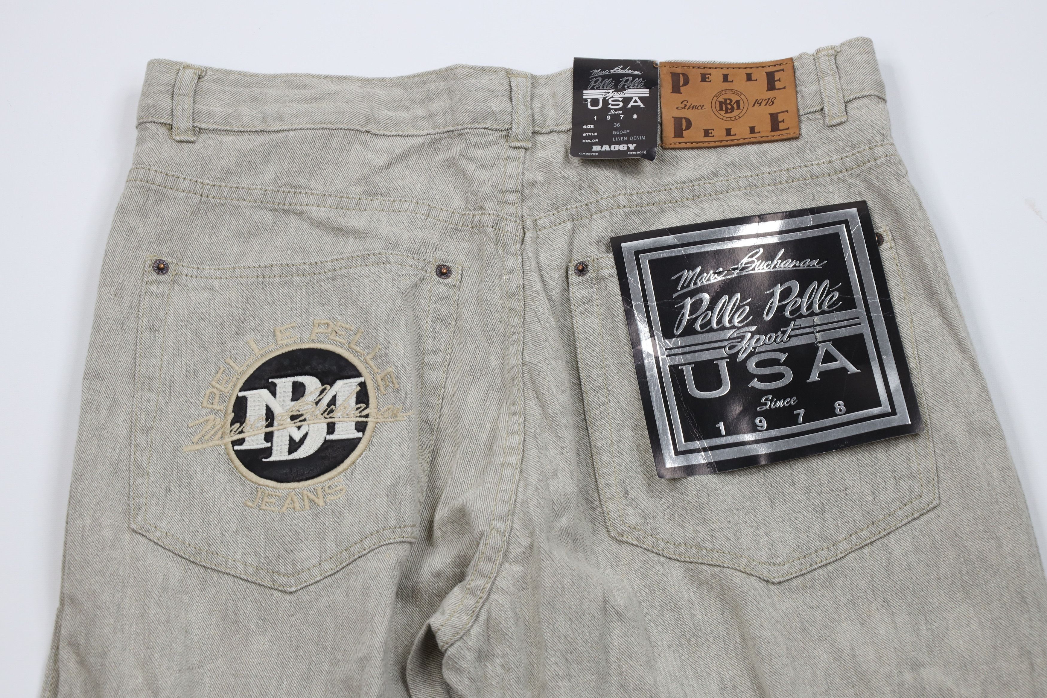 Pelle Pelle Deadstock Vintage 90s Pelle Pelle Wide Leg Jeans Linen Denim Size US 36 / EU 52 - 9 Thumbnail