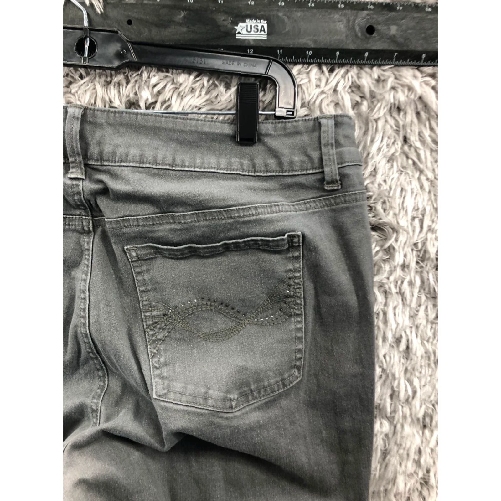 Lee Lee Jeans Grey Denim Size 16 Womens High Rise Straight 5-Pocket Zip Button Belt Loops Regular Inseam 30in Dark Wash Utility Size 38" / US 16 / IT 52 - 6 Thumbnail