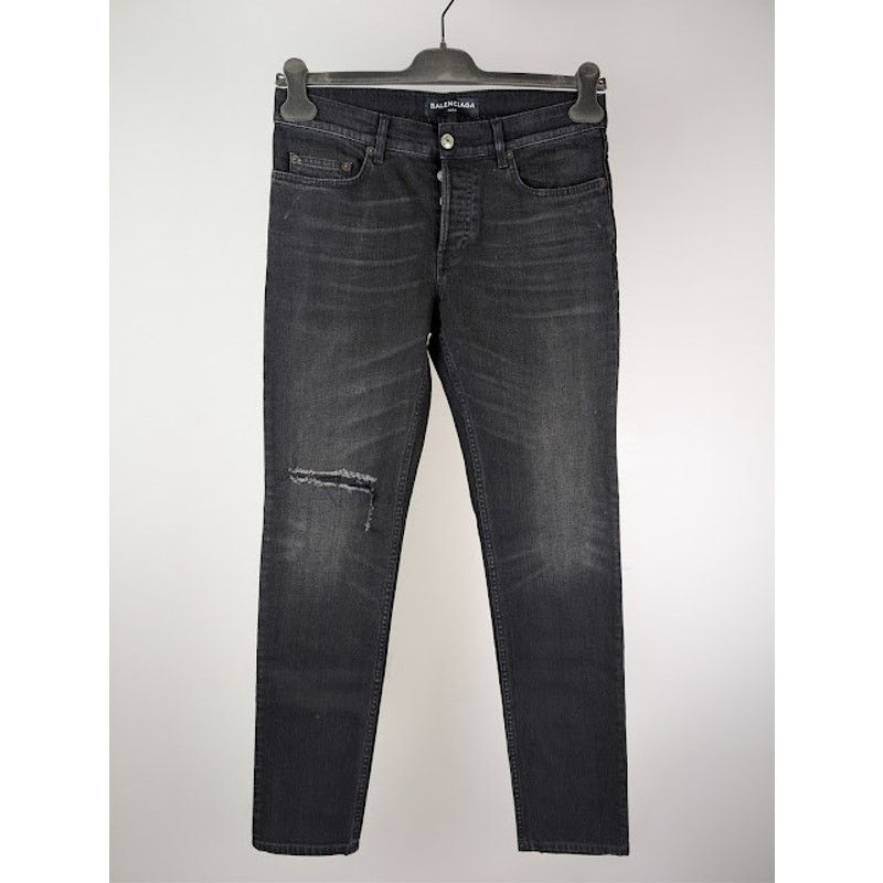Balenciaga o1rshd1 Skinny Distressed Slim-Fit Denim Jeans in Black Size US 29 - 2 Thumbnail