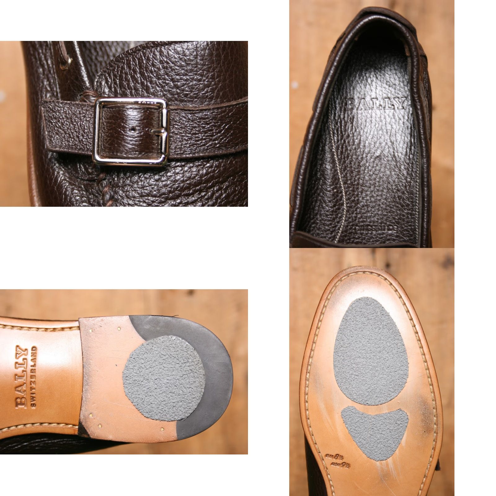 Bally BALLY Brown Pebbled Leather Buckle Strap Moc Toe Loafers UK 8.5 E US 9.5 D Slip On Mens Leather Loafer Size US 9 / EU 42 - 8 Thumbnail