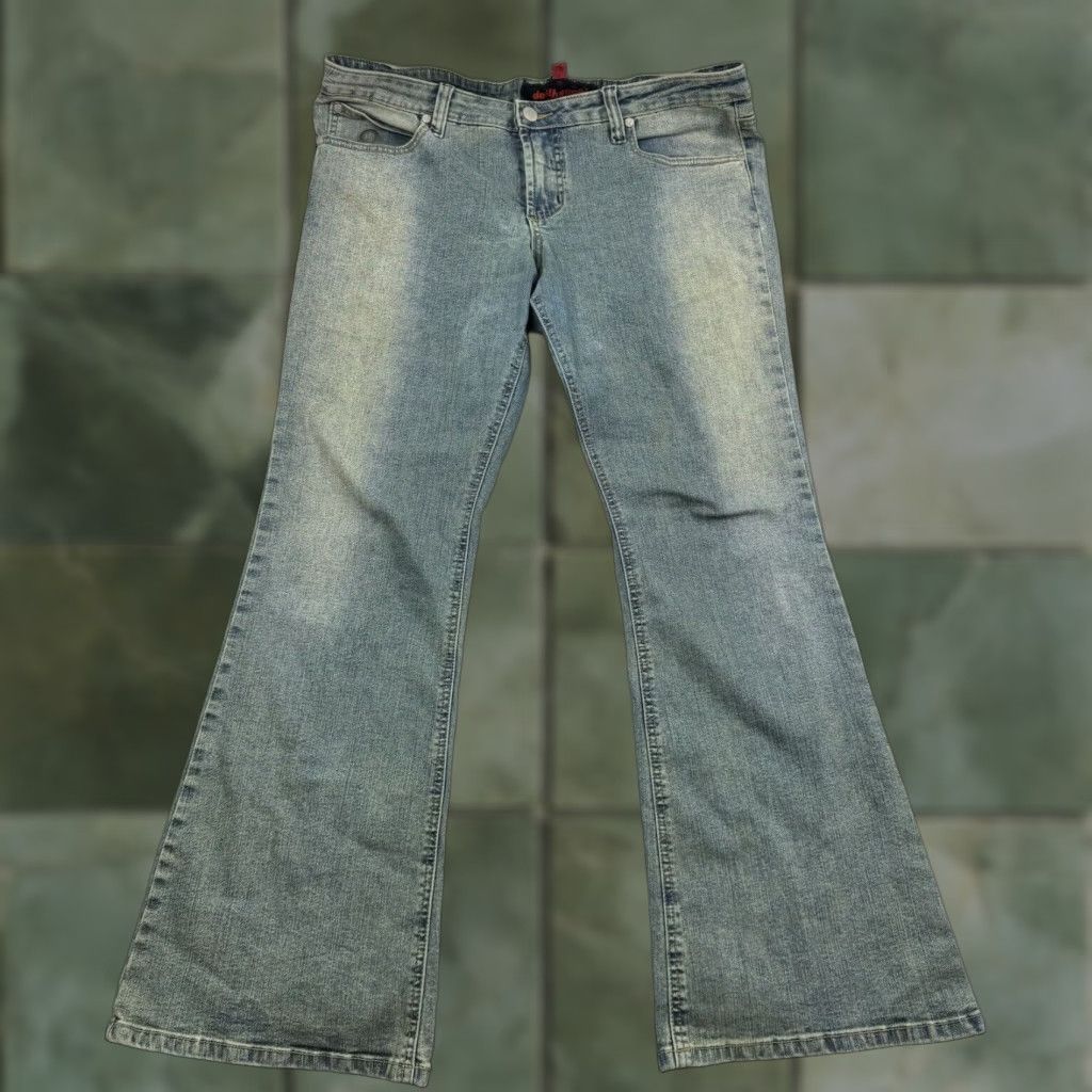 Vintage VINTAGE Dollhouse Women's Jeans Flared Mid Rise 15 Blue Grunge Y2K Punk Skater Size 36" / US 14 / IT 50 - 1 Thumbnail
