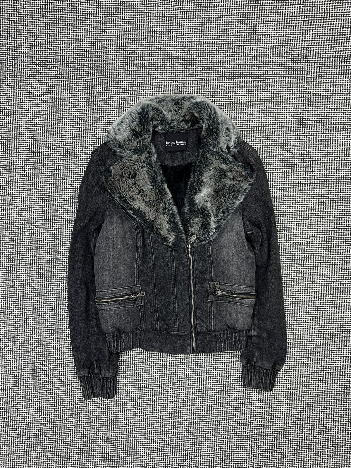 If Six Was Nine Faux fur denim zip up moto style jacket L.G.B. style Size M / US 6-8 / IT 42-44 - 1 Thumbnail