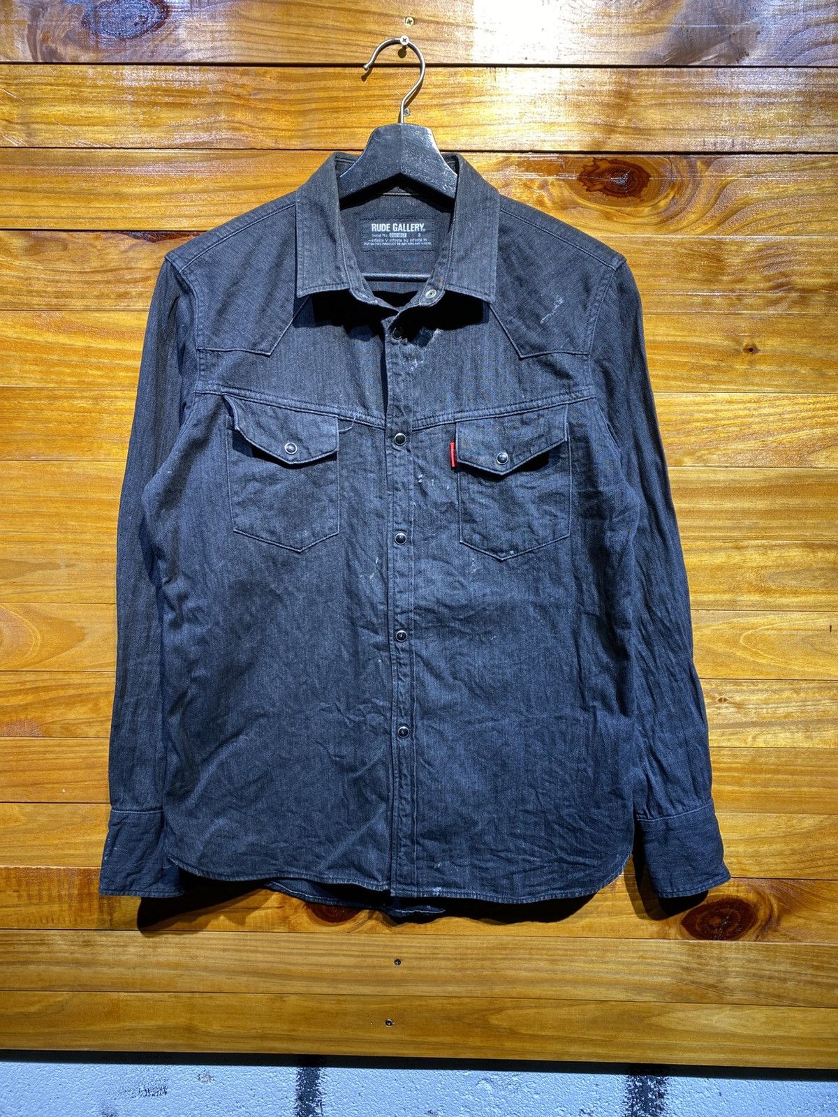 RUDE GALLERY Rude Gallery Japan Black Denim Western Shirt Casual Workwear Size US S / EU 44-46 / 1 - 3 Thumbnail
