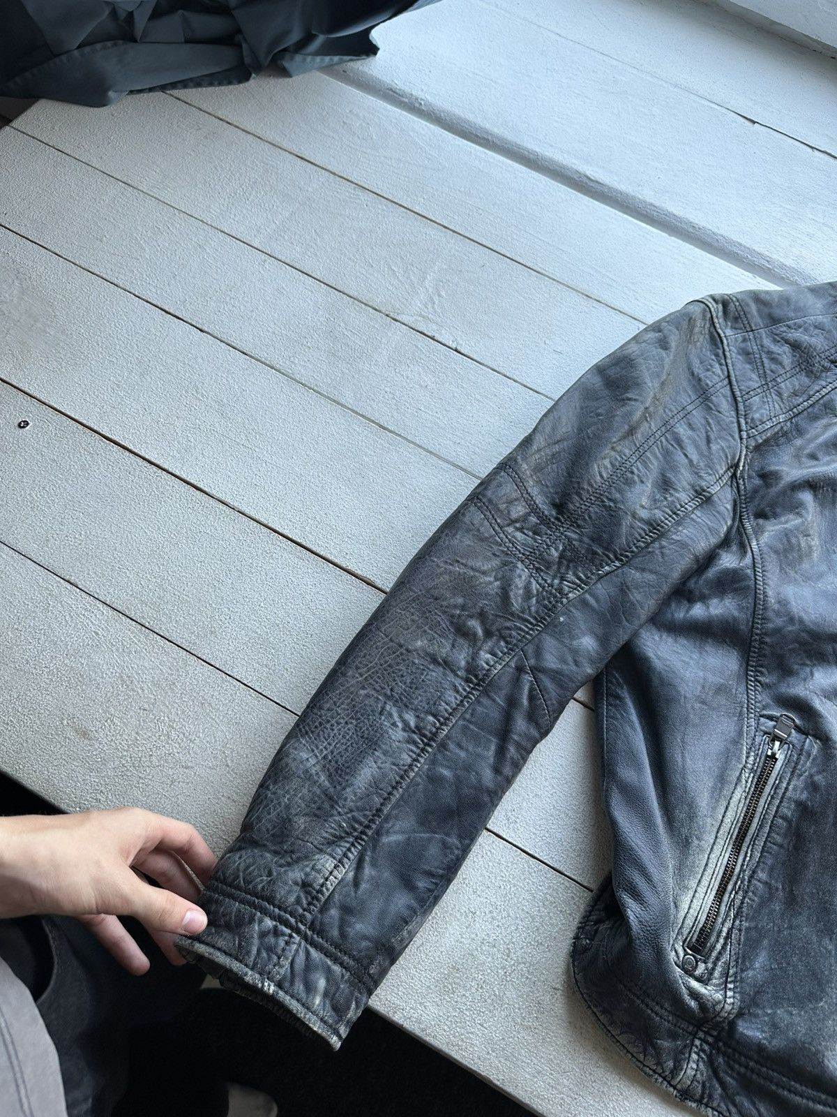 Other 🚨VNTG LEATHER JACKET AVANT GARDE ASYMMETRICAL BLACK MOTO Size US L / EU 52-54 / 3 - 7 Thumbnail