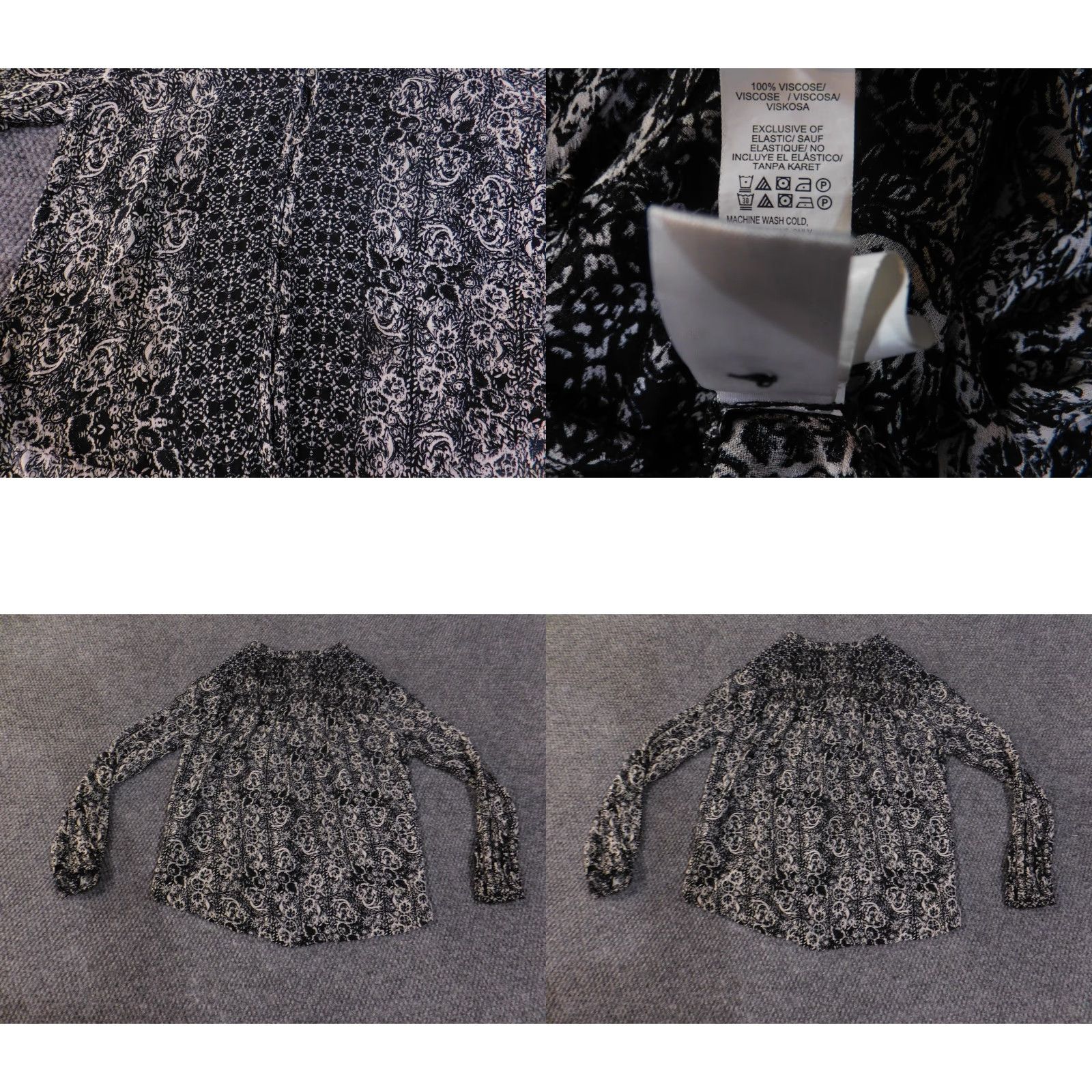Lucky Brand Lucky Brand Shirt Blouse Womens XS Geometric Patchwork V-Neck Flutter Sleeve Black Size XS / US 0-2 / IT 36-38 - 8 Thumbnail
