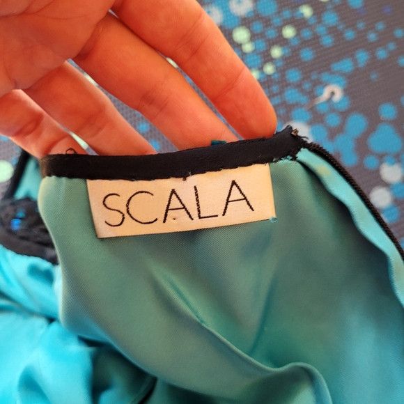 Vintage Vintage Scala Blue Sequin 100% Silk Cocktail Dress - Xs Size XS / US 0-2 / IT 36-38 - 6 Thumbnail