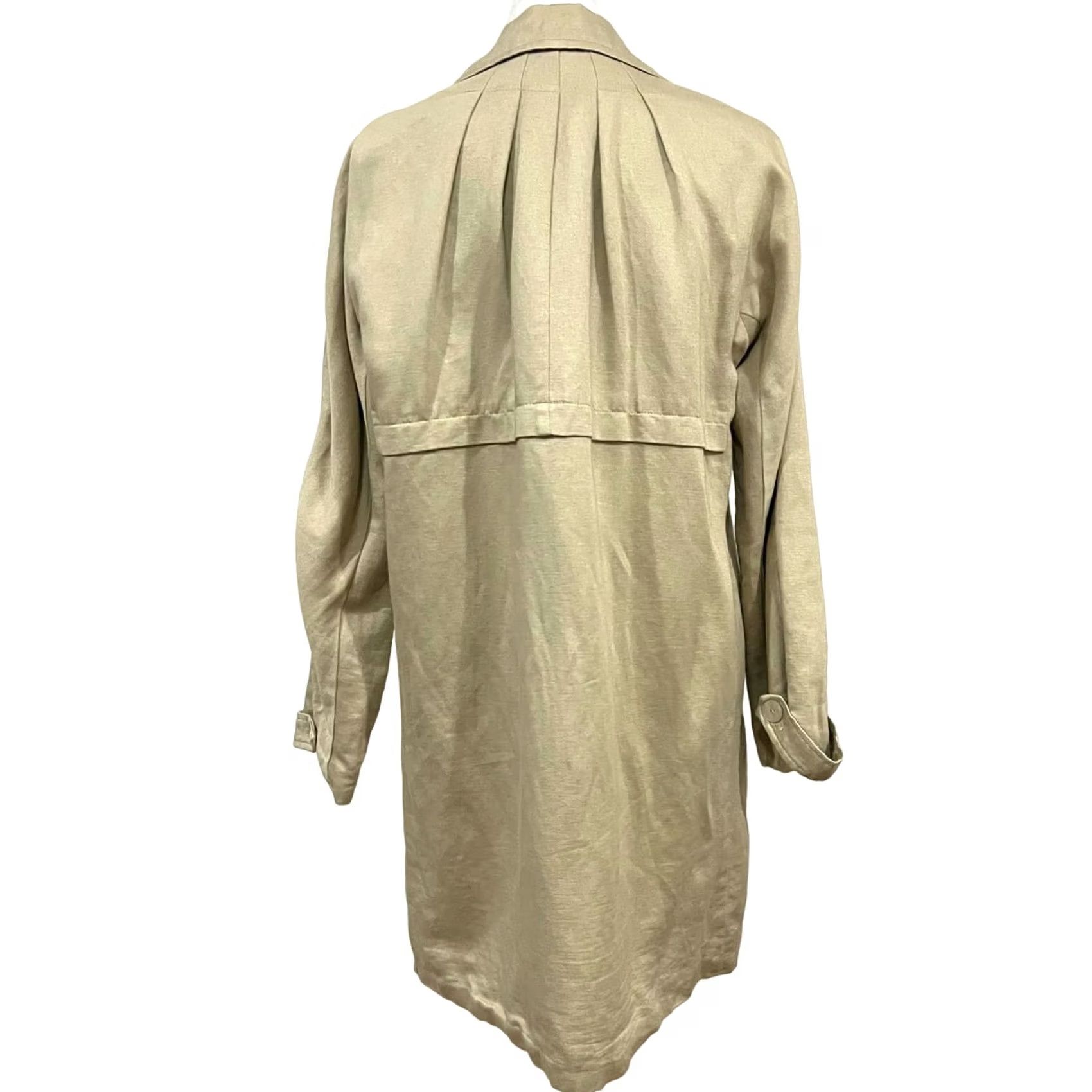 J. Jill J.Jill Beige Jacket Trench Coat Linen Cotton Lined Button Front Pockets Womens M Size M / US 6-8 / IT 42-44 - 5 Thumbnail