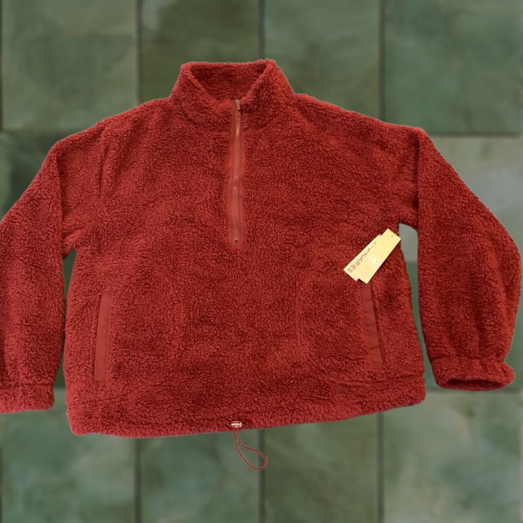 Jacket Womens 2XL Red Sherpa Fleece 1/2 Zip Pullover, Women's (Size Xxl)