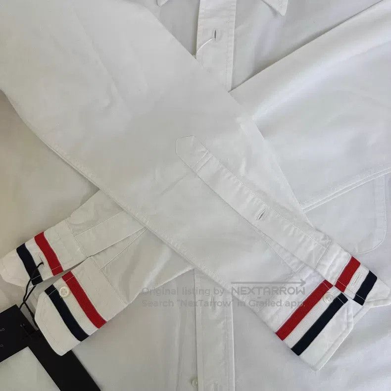 Thom Browne Thom Browne Three-Color Stripe Shirt in White Oxford Cloth Size US XS / EU 42 / 0 - 8 Thumbnail