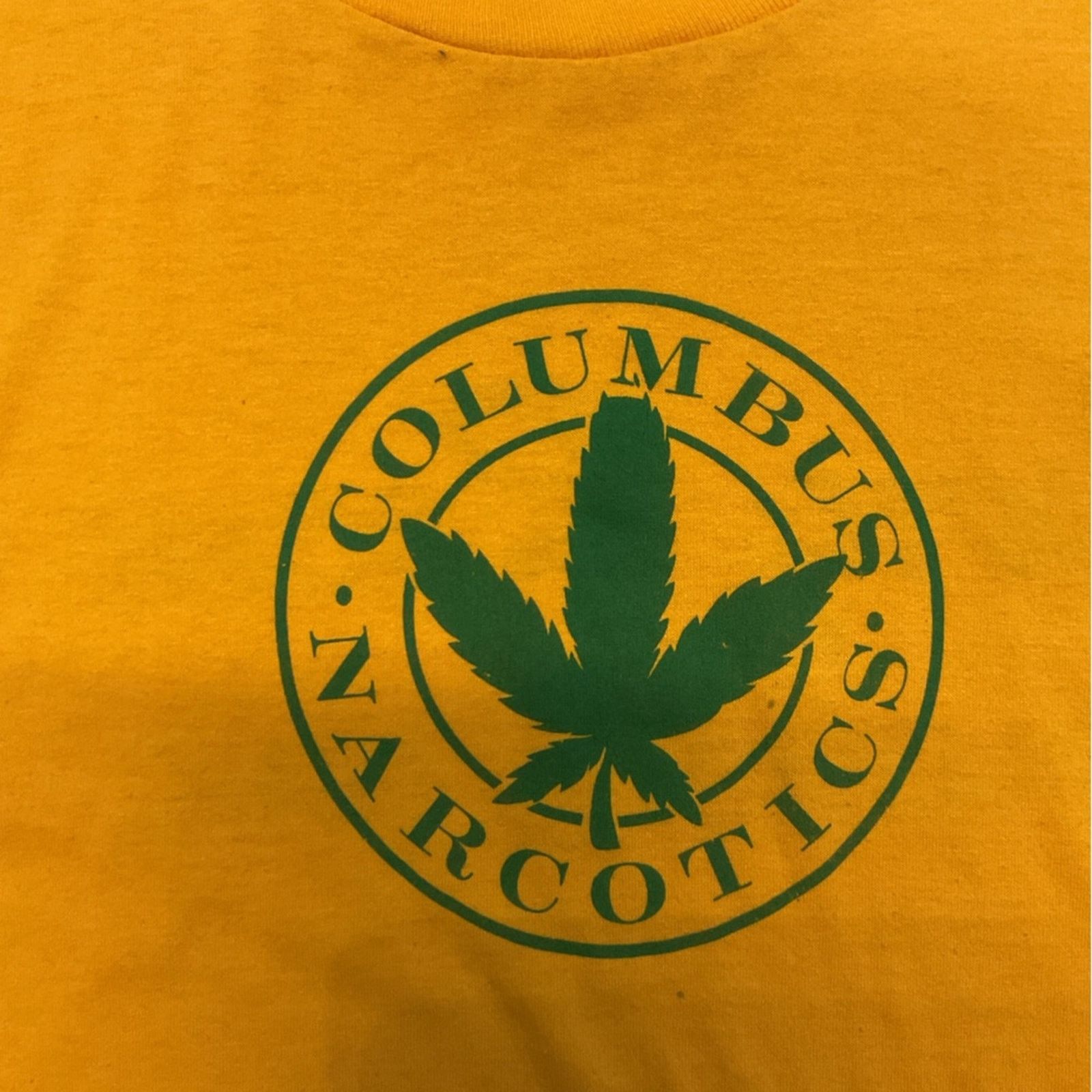Vintage Vintage 80s Sportswear Cannabis Narcotics yellow T-Shirt Size US L / EU 52-54 / 3 - 3 Thumbnail