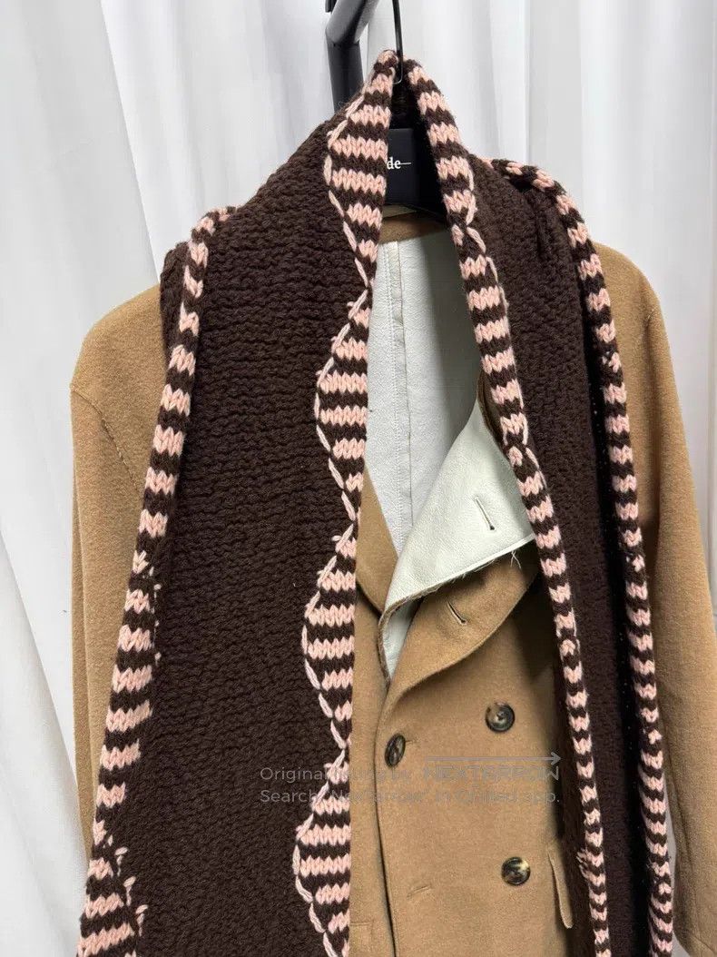 Dries Van Noten Dries Van Noten Knit Wool Scarf with Fringe in Pink Brown Size ONE SIZE - 2 Thumbnail