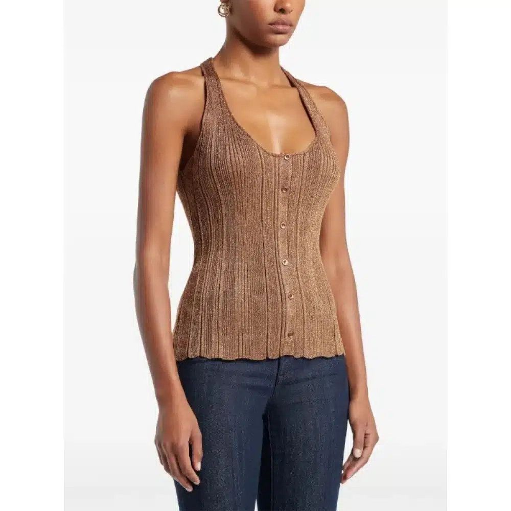 Tom Ford o1loc1c0325 TSK329 Lurex Mixed Rib Tank Top in Brown Size S / US 4 / IT 40 - 2 Thumbnail