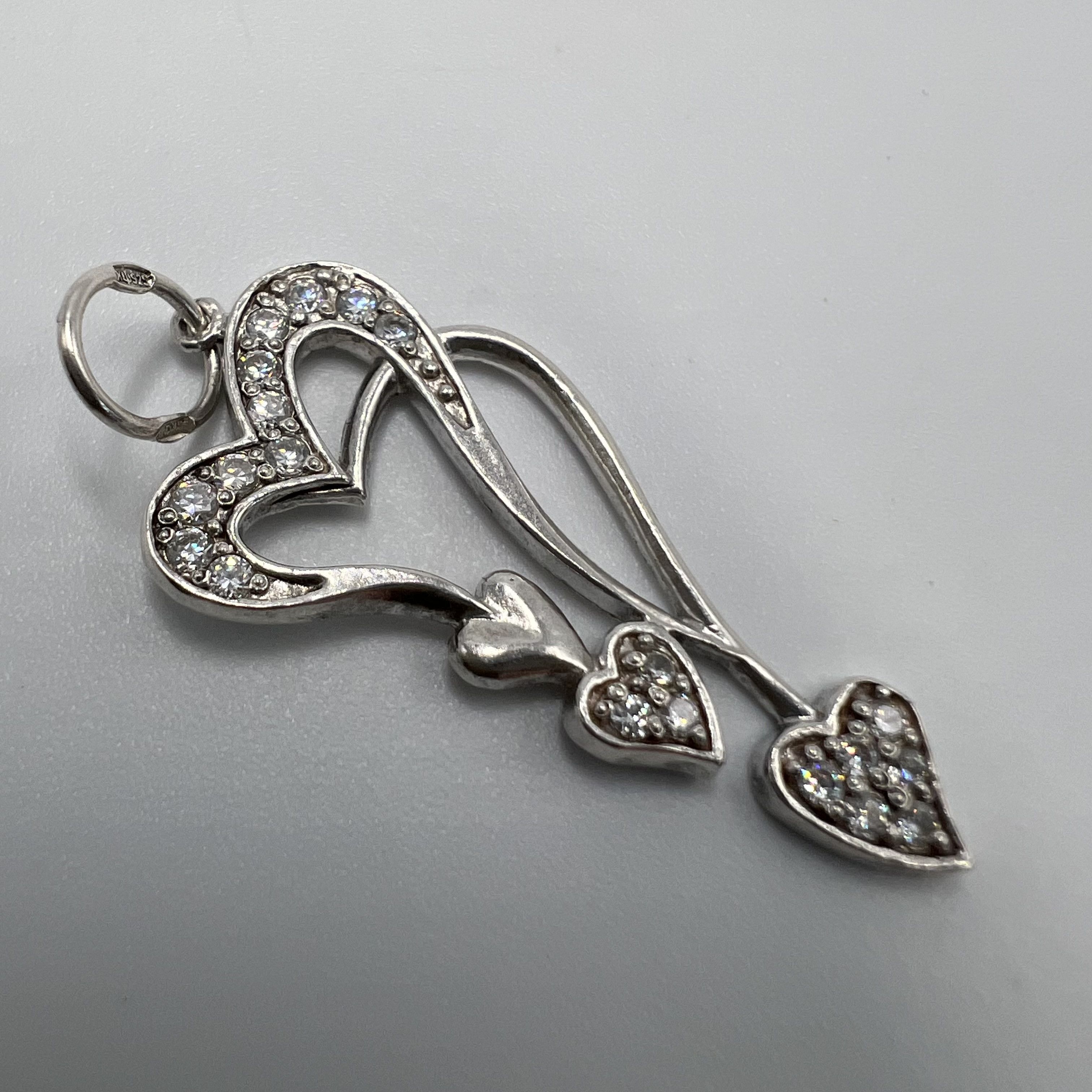 Sterling Silver Vintage Pendant Jewelry Sterling Silver 925 Heart 2.44gr Size ONE SIZE - 3 Thumbnail