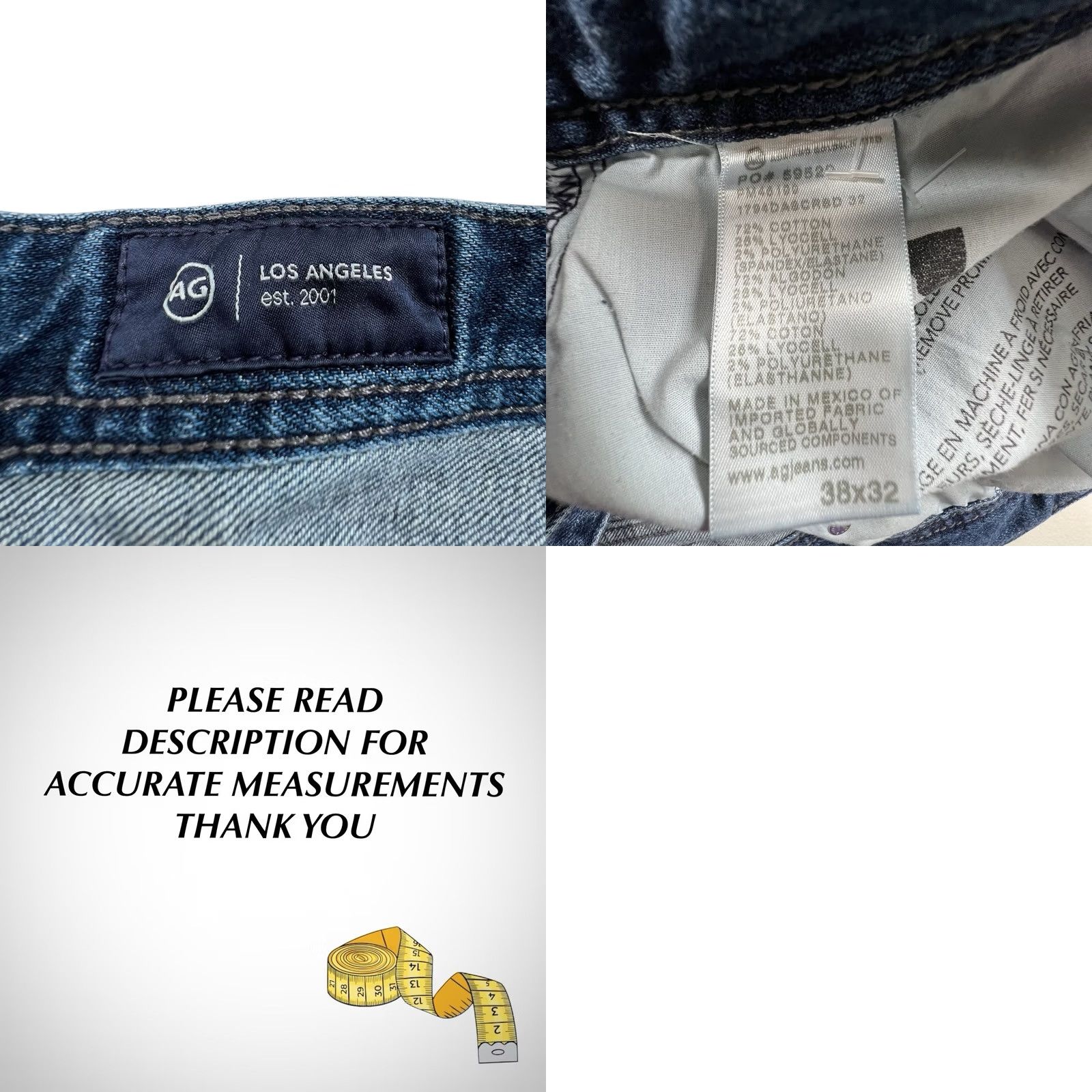 AG Adriano Goldschmied Jeans Mens 38X32 Everett Slim Straight 