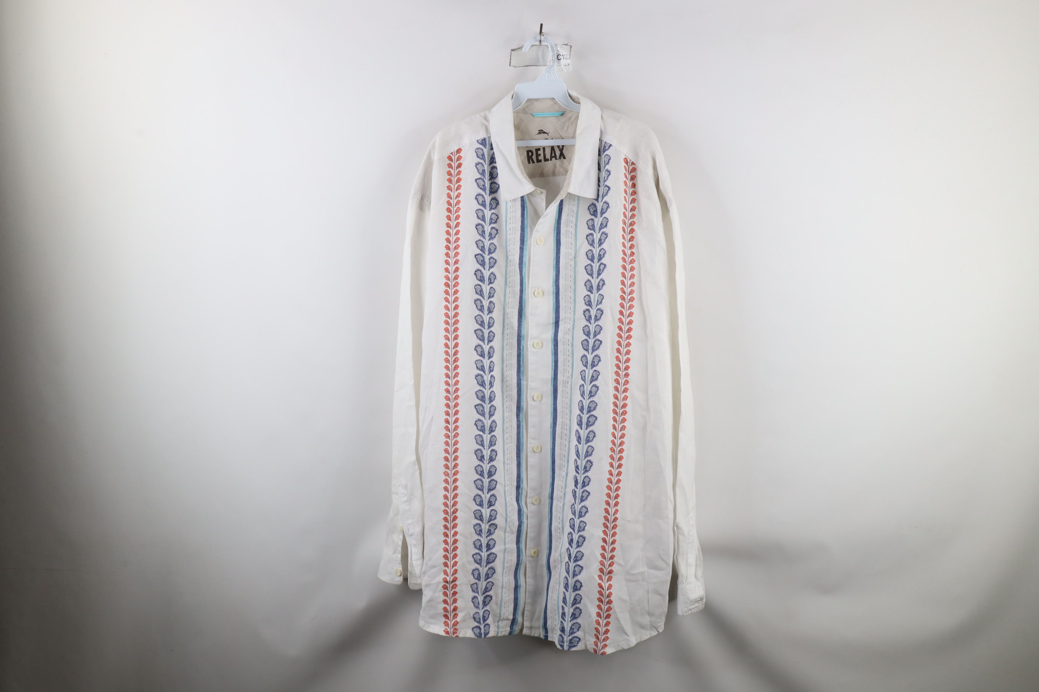 Tommy Bahama × Vintage Tommy Bahama Relax Flower Linen Collared Button Shirt Size US XXL / EU 58 / 5 - 1 Thumbnail