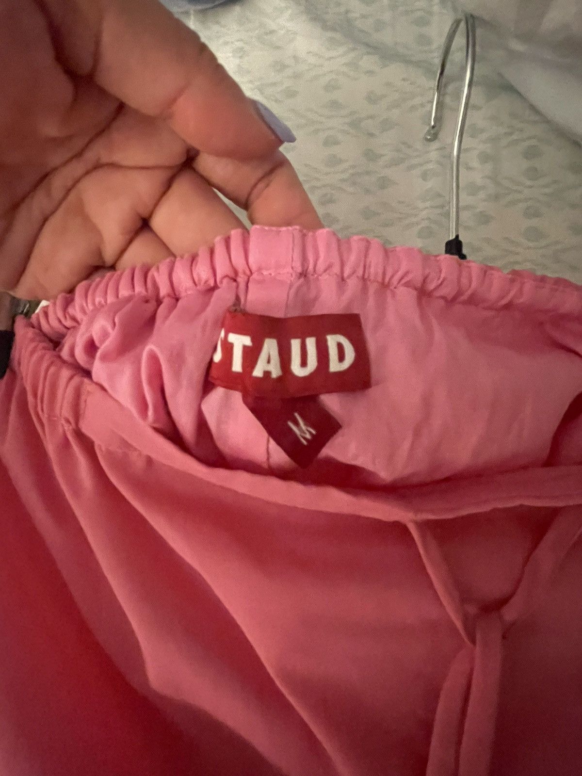 Staud Staud Tiered Drawstring Maxi Skirt Pink with Blue Beads Size 28" / US 6 / IT 42 - 2 Thumbnail