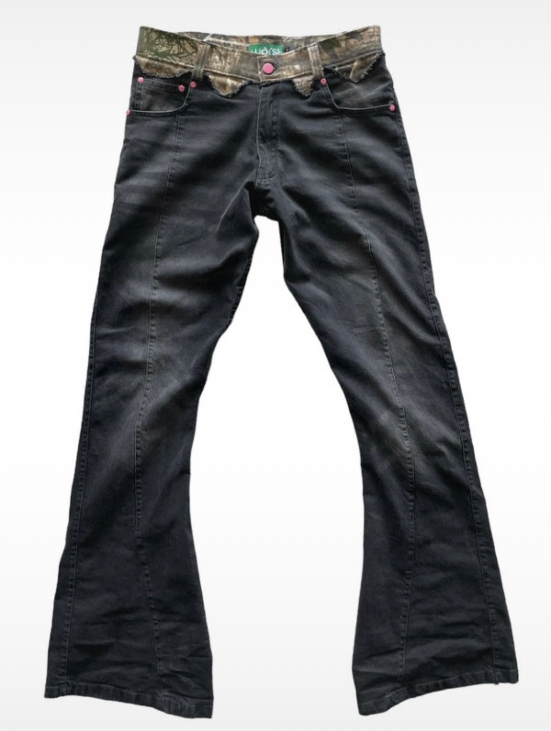 image of Reconstructed Flared Camo Denim By @wrst in Black, Men's (Size 30)