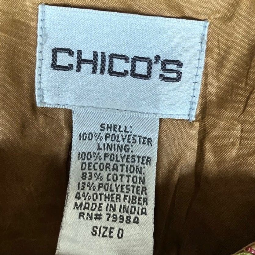 Vintage Chicos Jacket Orange Brown Floral Embroidered Hook & Eye Closure S Womens Mid-Length Regular Jacket Womens Size S / US 4 / IT 40 - 6 Thumbnail