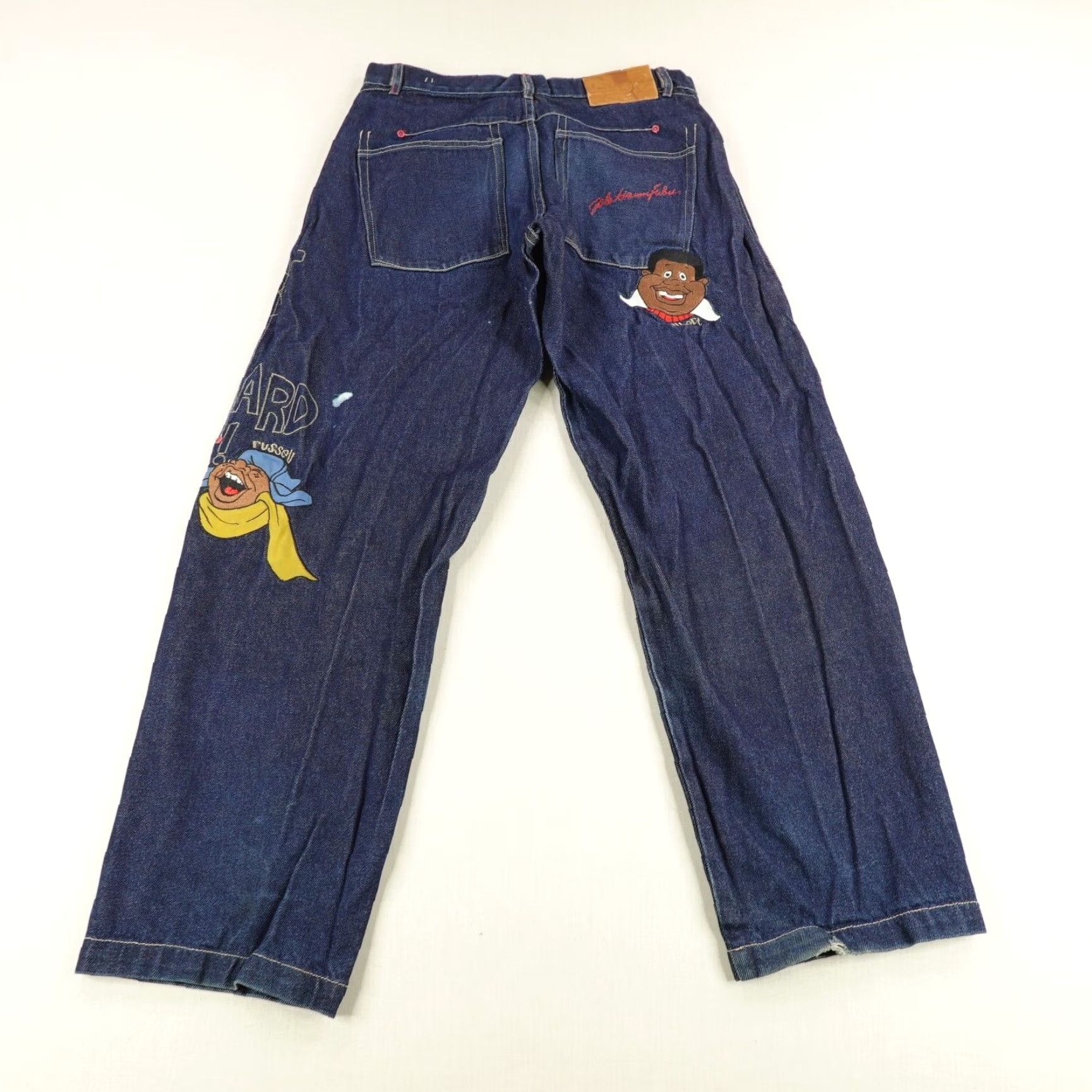 Fubu VINTAGE FUBU Men's Wide Leg Jeans 34 Dark Blue Hip Hop Retro 90s Baggy Denim Size US 33 - 5 Thumbnail