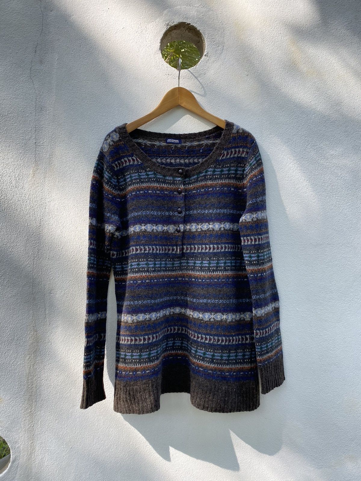 Journal Standard JOURNAL STANDARD Blue-Brown Fair Isle Wool Cardigan Size M / US 6-8 / IT 42-44 - 2 Thumbnail