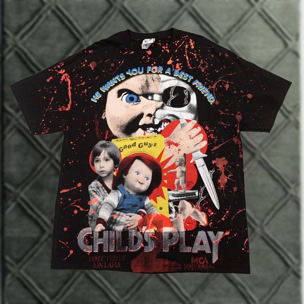 CO BACKSTOCK CO Child's Play 2 T-Shirt Adult XL Chucky ALL OVER PRINT Horror Size US XL / EU 56 / 4 - 1 Thumbnail