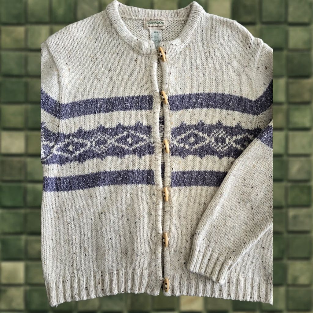 Vintage VTG St. Johns Bay Cardigan Sweater Cottagecore Wood Toggle Button Cream XS? Size L / US 10 / IT 46 - 1 Thumbnail