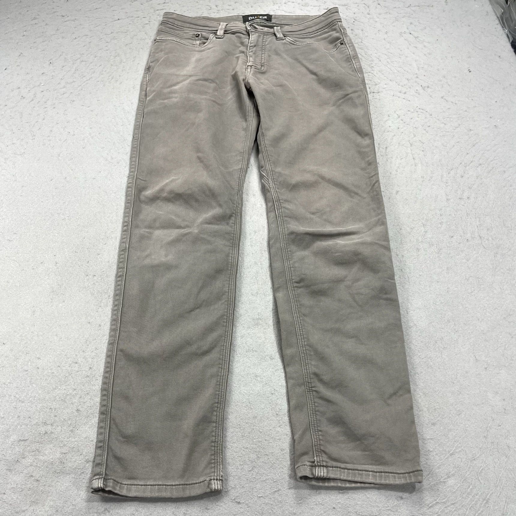 DUER Duer N2X Slim Fit Chino Pants Mens 31x30 Gray Brown Cotton Blend Stretch Casual 5-Pocket Design Flat Front Button Zip Inseam 30 Size US 31 - 3 Thumbnail