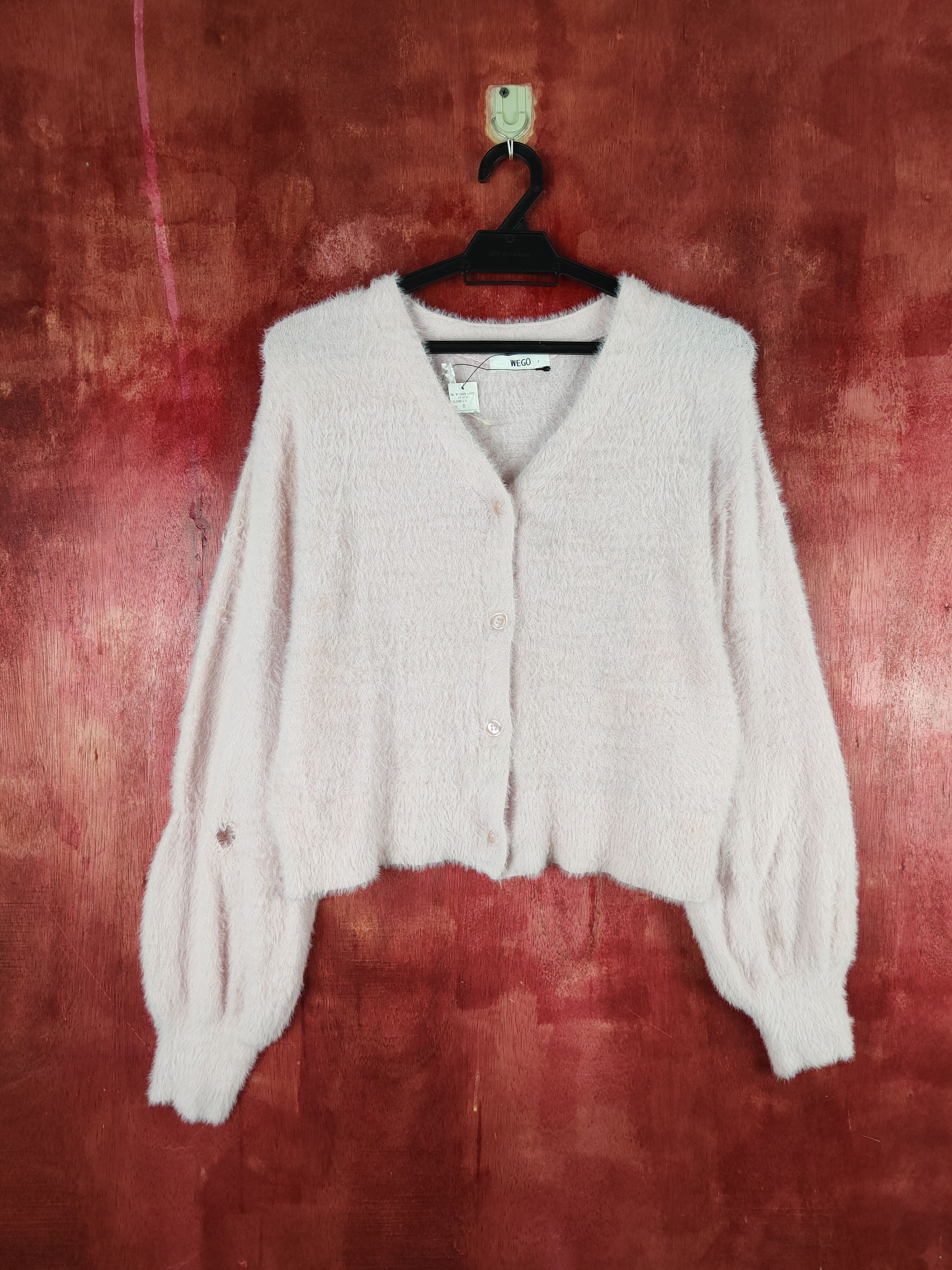 Vintage Vintage 💥 Wego Light Pink Fur Mohair Knitwear Cardigan Size M / US 6-8 / IT 42-44 - 1 Thumbnail