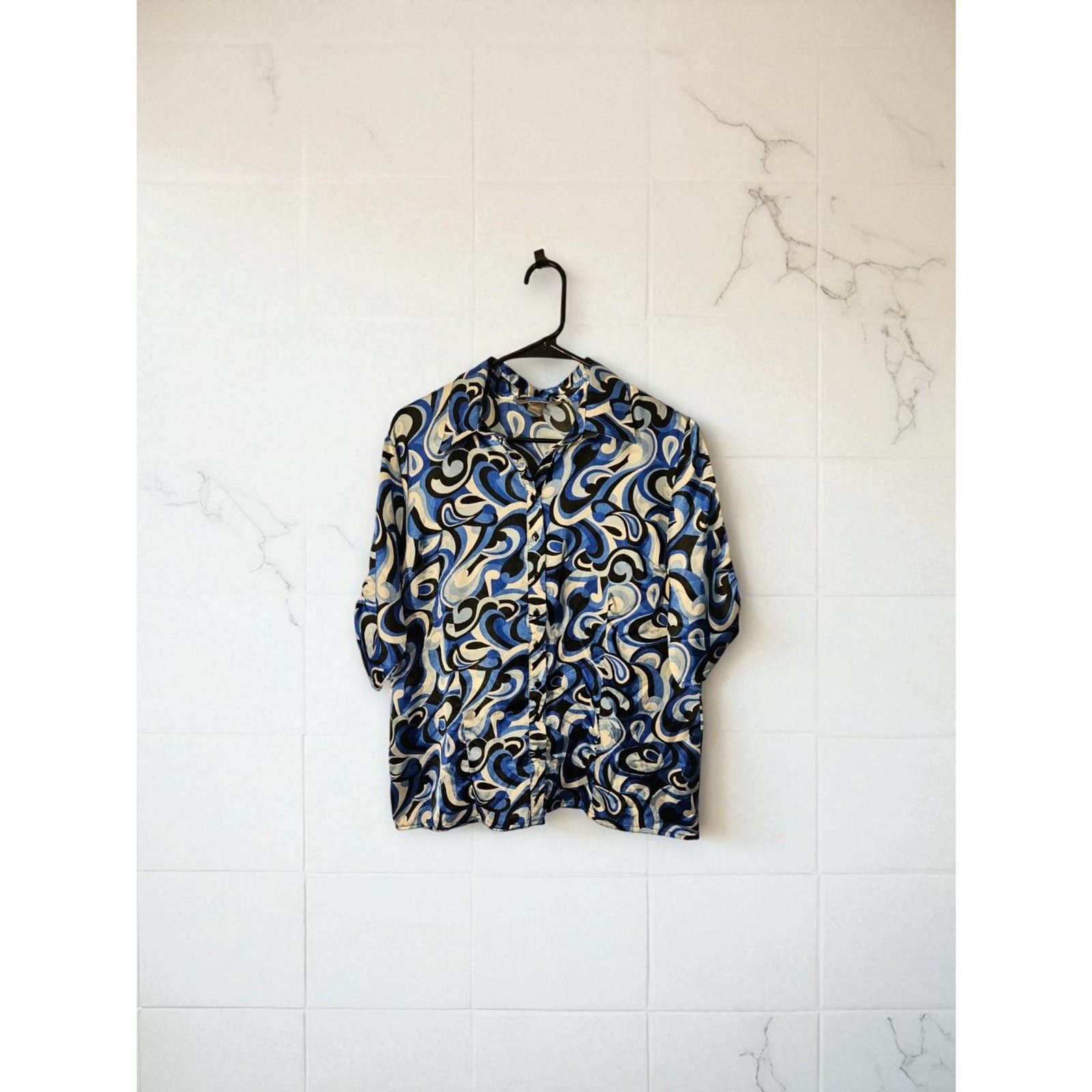 Other Women's Size 1X, Blue & Black Wild Pattern -- ITEM #3340 Size XL / US 12-14 / IT 48-50 - 1 Thumbnail
