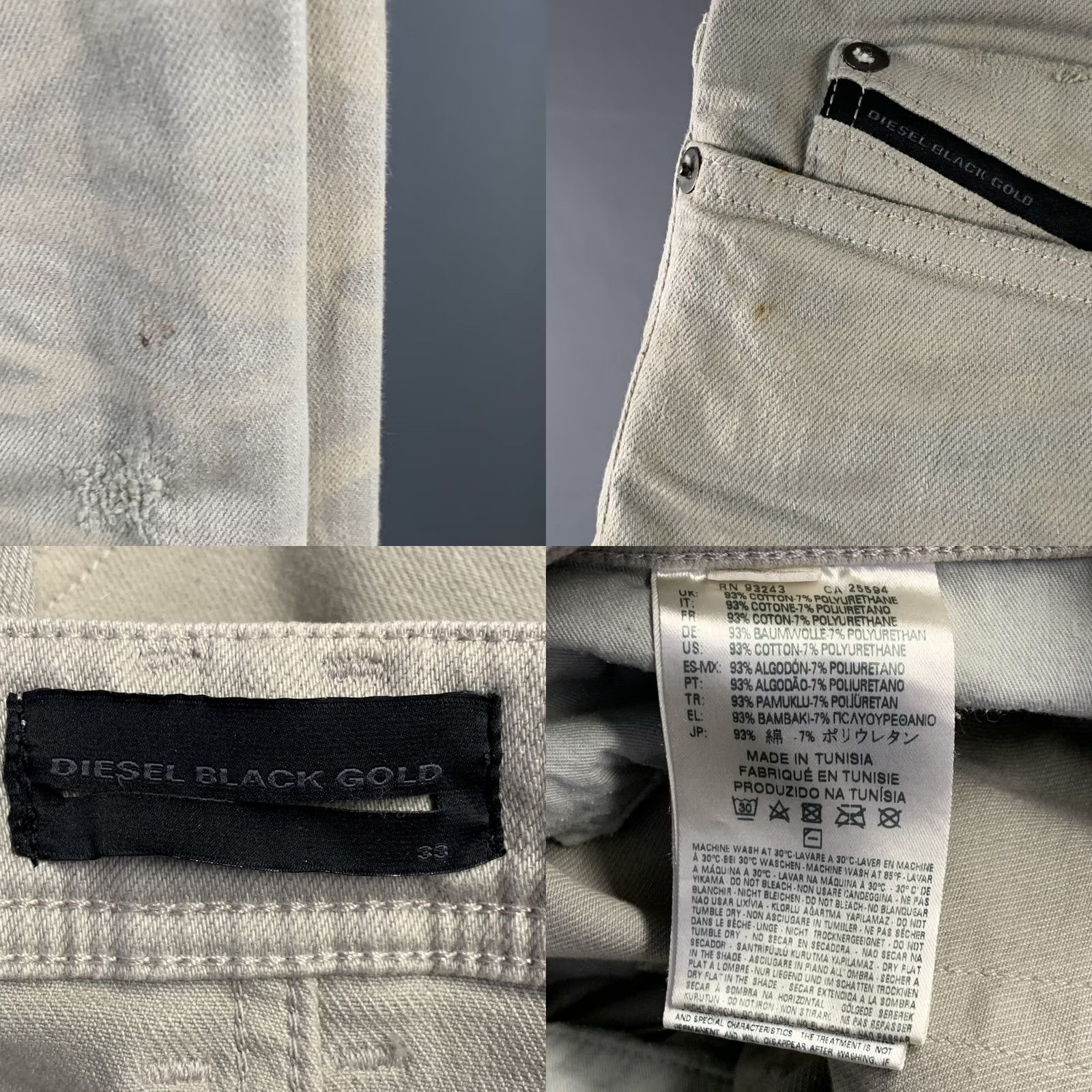 Diesel DIESEL BLACK GOLD Jeans Size 33 Grey Distressed Cotton Blend Stacked Mens Inseam 51 Size US 33 - 8 Thumbnail